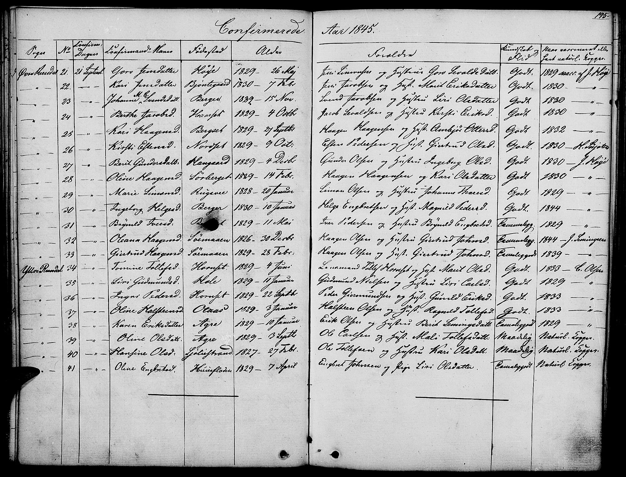 Rendalen prestekontor, AV/SAH-PREST-054/H/Ha/Haa/L0004: Parish register (official) no. 4, 1829-1852, p. 195