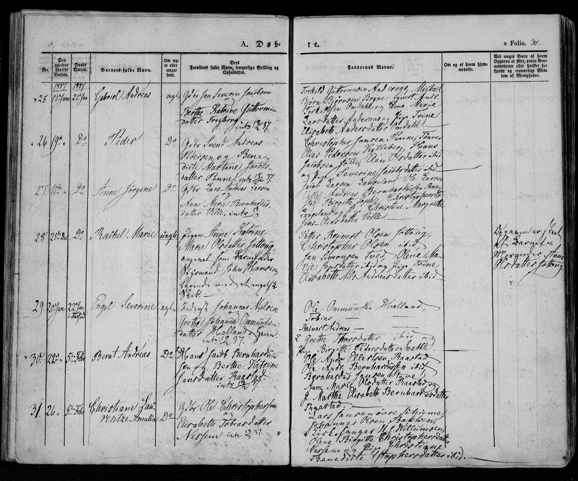 Lista sokneprestkontor, AV/SAK-1111-0027/F/Fa/L0009: Parish register (official) no. A 9, 1835-1846, p. 31