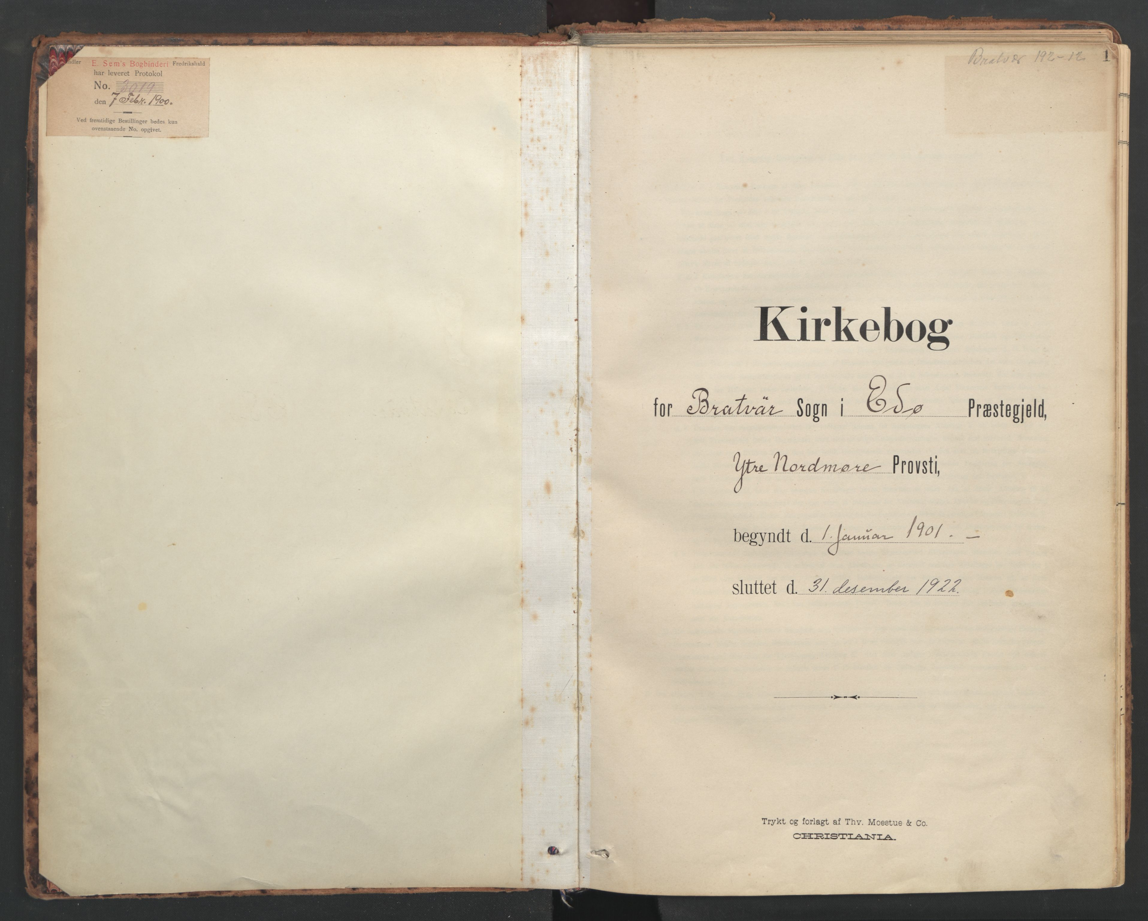 Ministerialprotokoller, klokkerbøker og fødselsregistre - Møre og Romsdal, SAT/A-1454/582/L0948: Parish register (official) no. 582A02, 1901-1922, p. 1