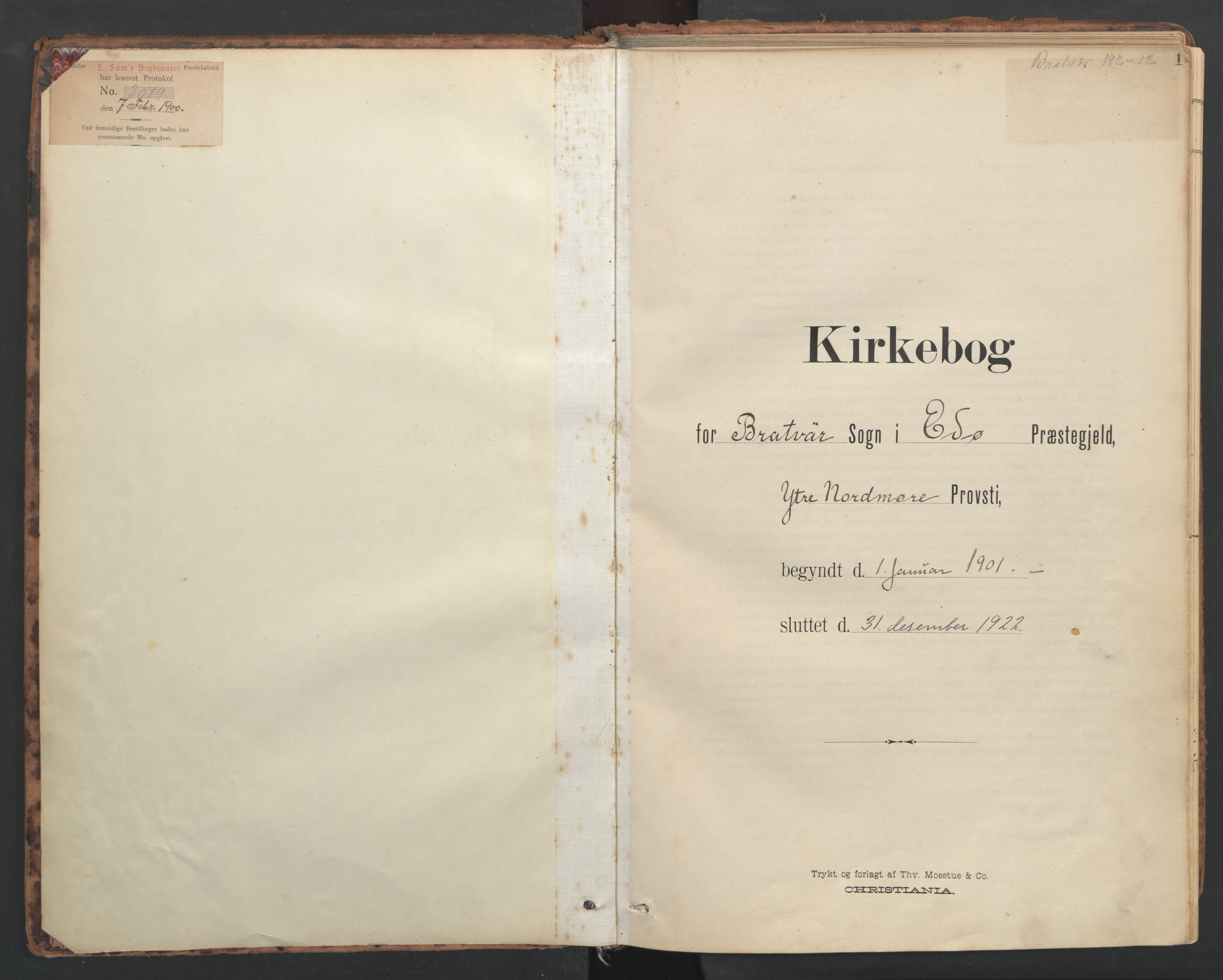 Ministerialprotokoller, klokkerbøker og fødselsregistre - Møre og Romsdal, AV/SAT-A-1454/582/L0948: Parish register (official) no. 582A02, 1901-1922, p. 1