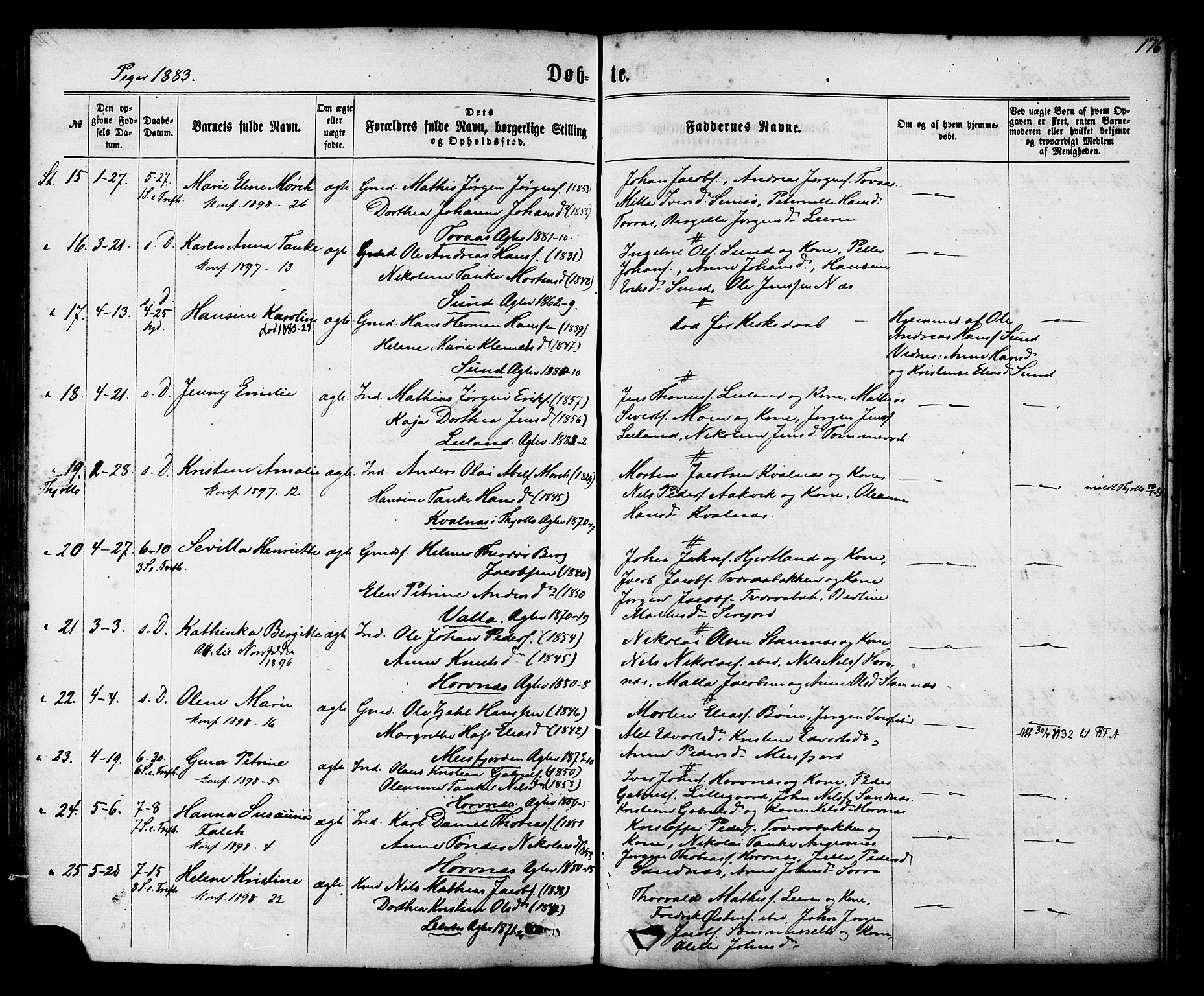 Ministerialprotokoller, klokkerbøker og fødselsregistre - Nordland, AV/SAT-A-1459/830/L0449: Parish register (official) no. 830A13, 1866-1886, p. 176