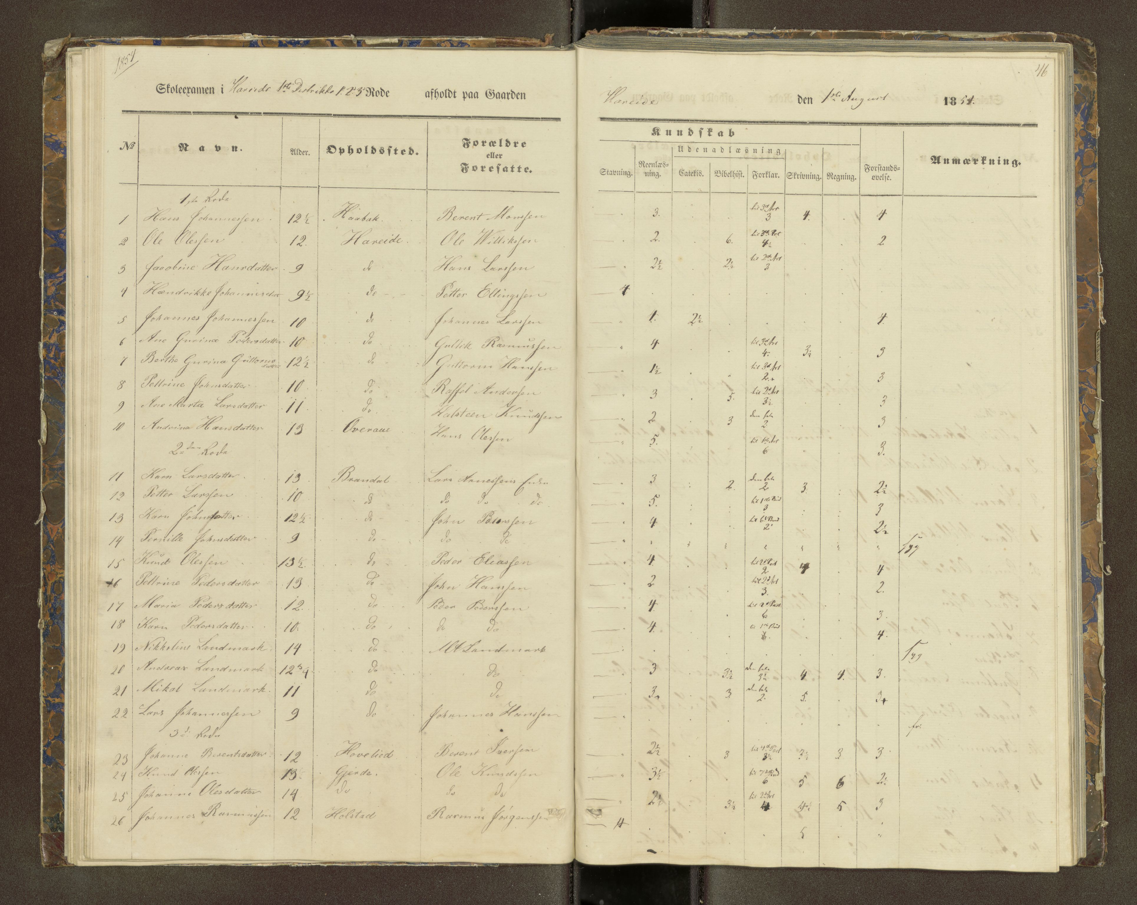 Ulstein sokneprestkontor, AV/SAT-A-1005/1/III/III2/III2f/L0001: Skoleeksamensprotokoll, 1850-1861, p. 46