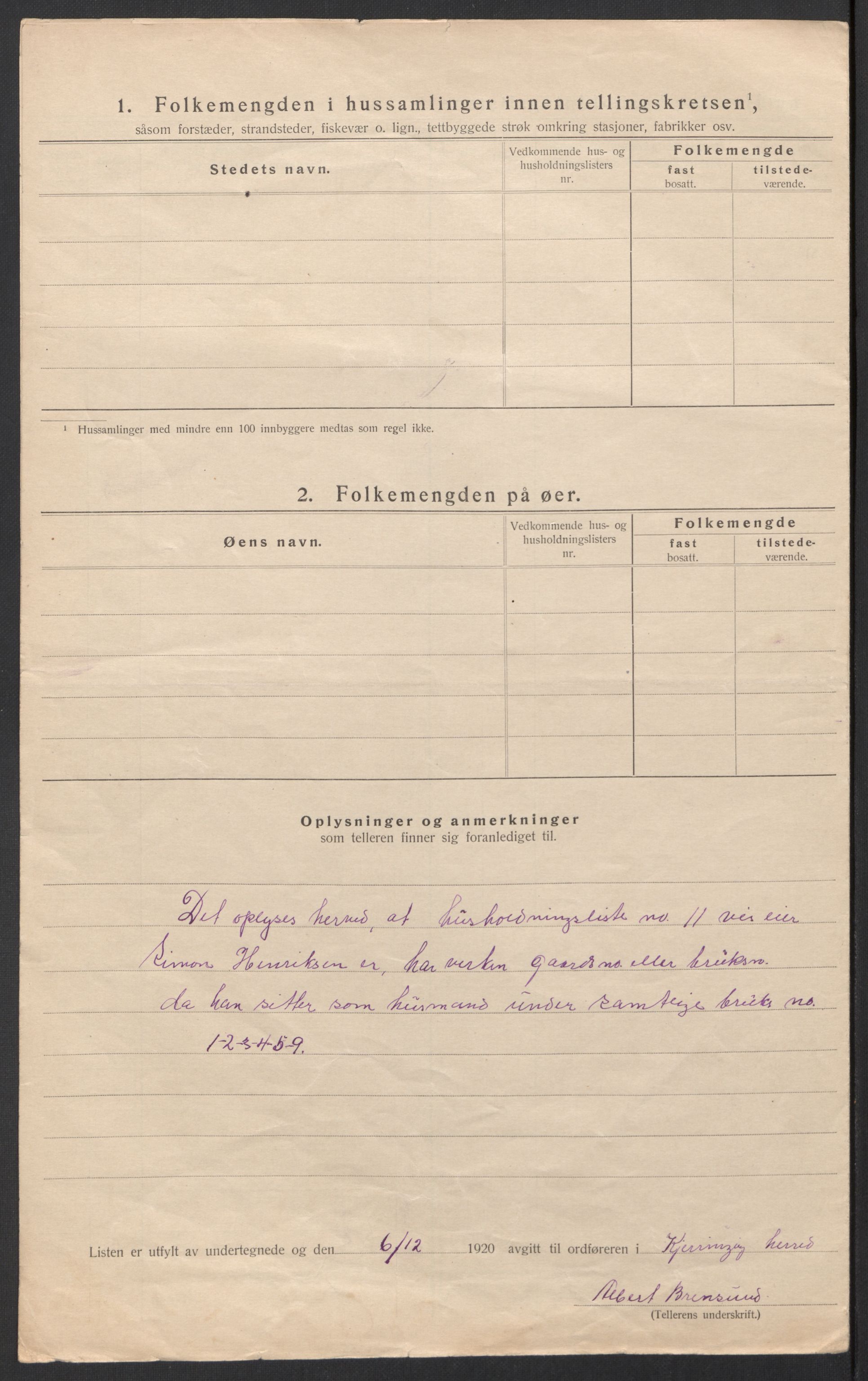 SAT, 1920 census for Kjerringøy, 1920, p. 18