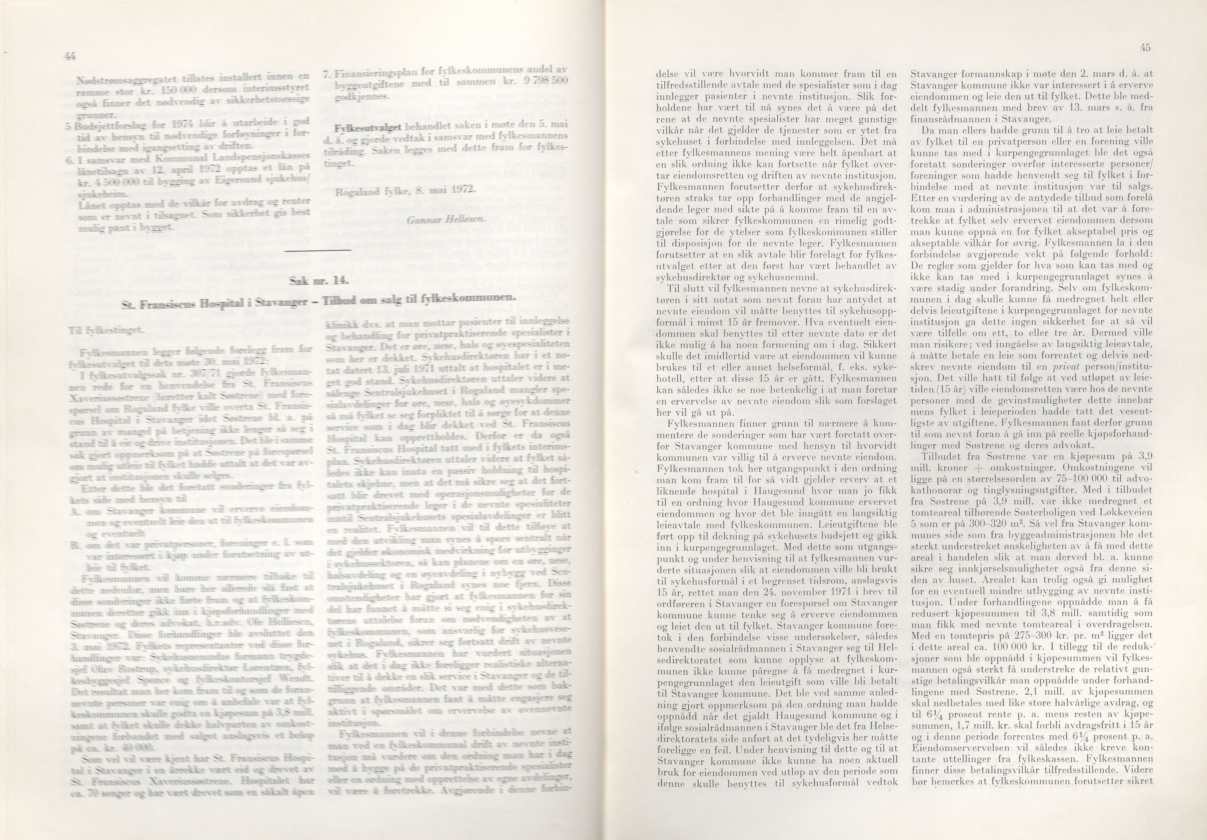 Rogaland fylkeskommune - Fylkesrådmannen , IKAR/A-900/A/Aa/Aaa/L0092: Møtebok , 1972, p. 44-45
