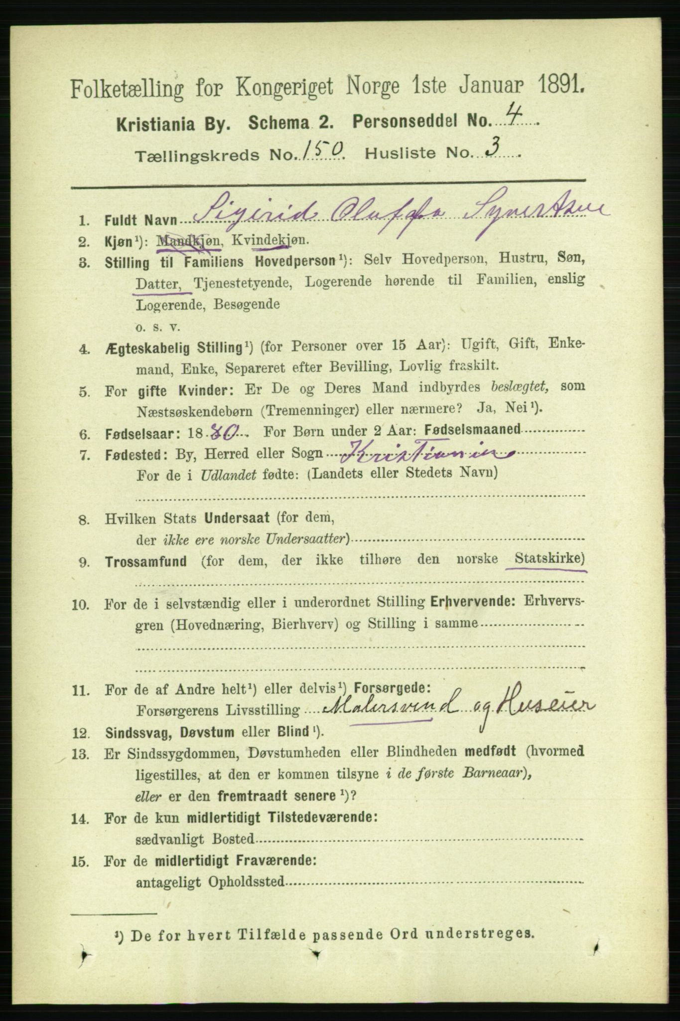 RA, 1891 census for 0301 Kristiania, 1891, p. 83844