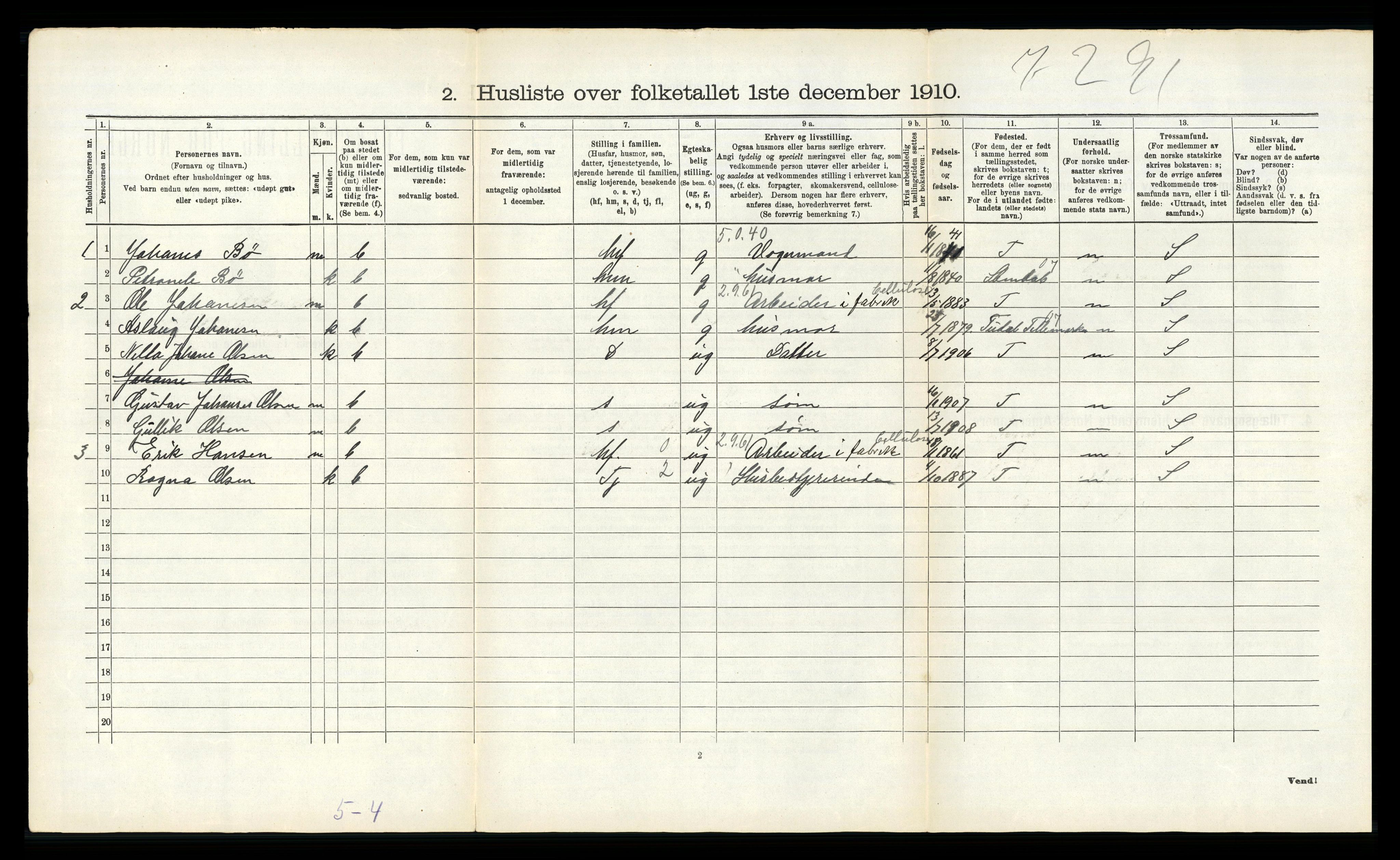 RA, 1910 census for Gjerpen, 1910, p. 80