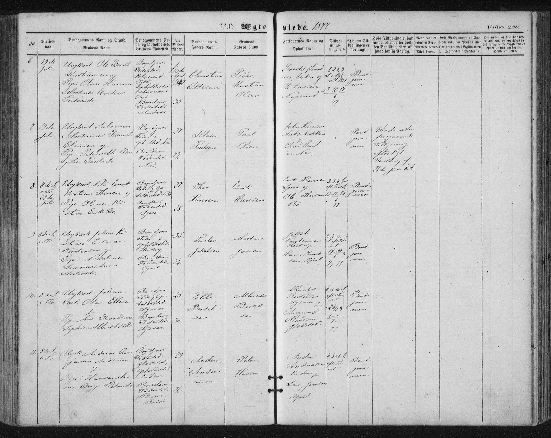 Ministerialprotokoller, klokkerbøker og fødselsregistre - Nordland, SAT/A-1459/816/L0241: Parish register (official) no. 816A07, 1870-1885, p. 200