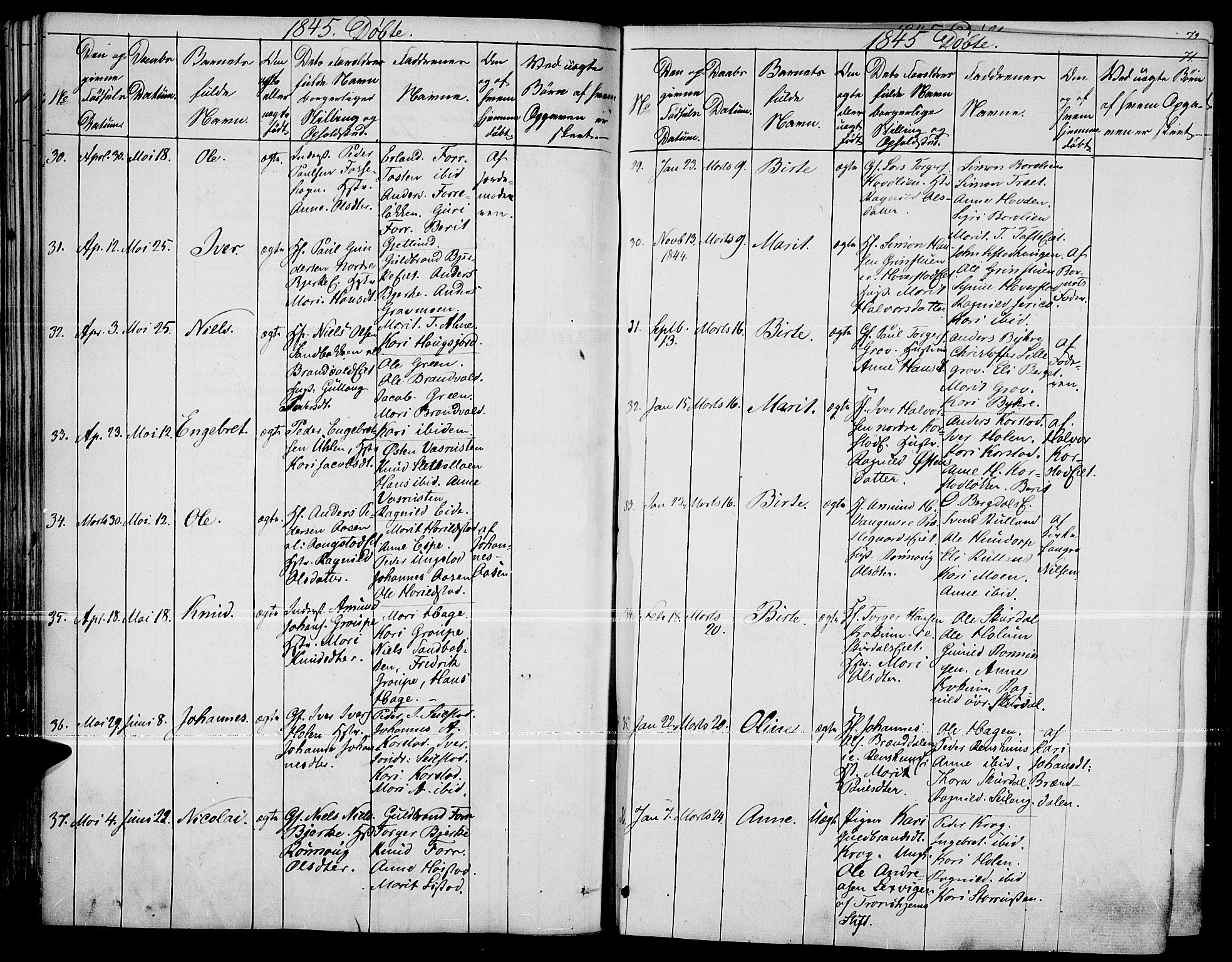 Fron prestekontor, AV/SAH-PREST-078/H/Ha/Haa/L0004: Parish register (official) no. 4, 1839-1848, p. 71