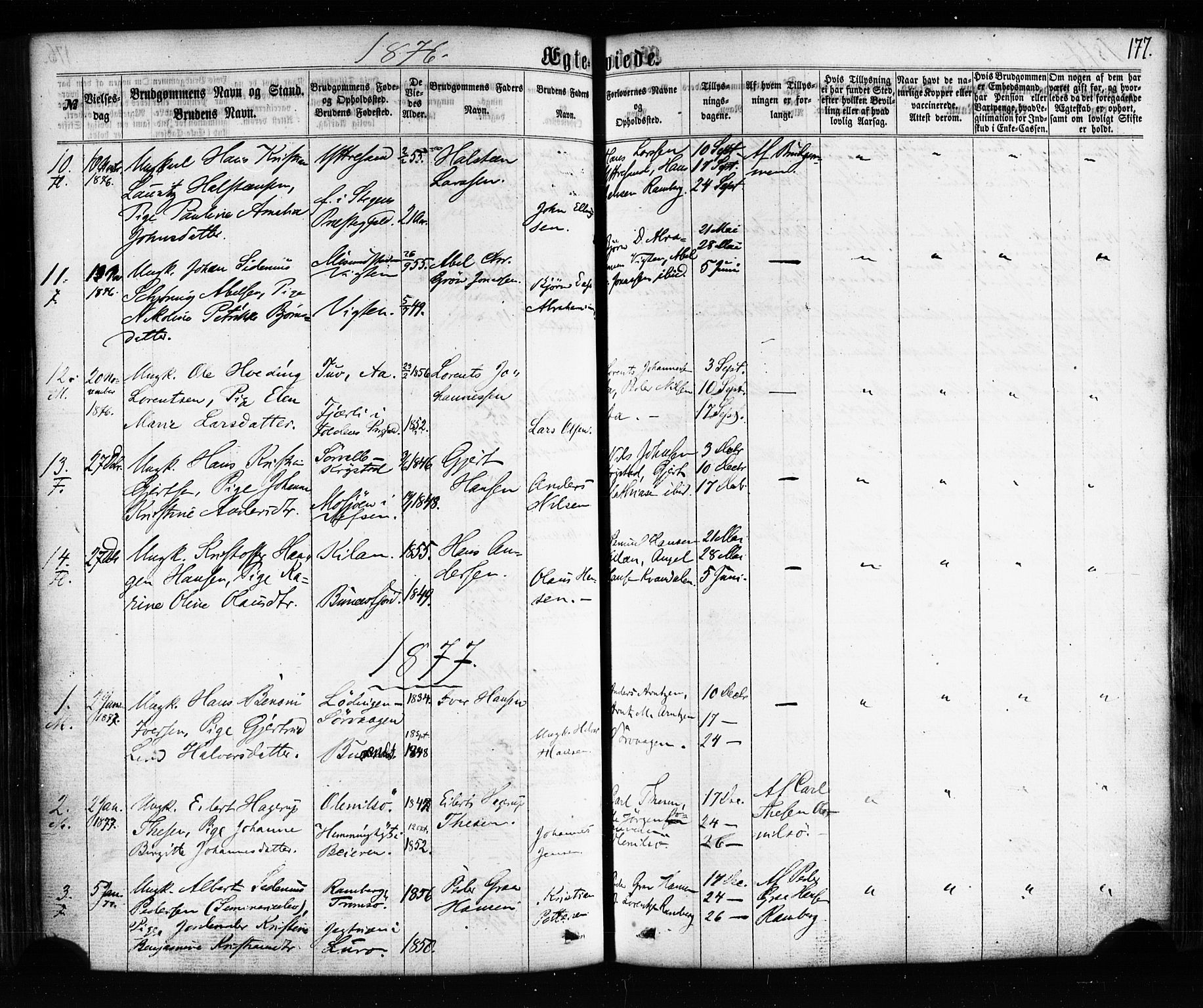 Ministerialprotokoller, klokkerbøker og fødselsregistre - Nordland, SAT/A-1459/885/L1203: Parish register (official) no. 885A04, 1859-1877, p. 177