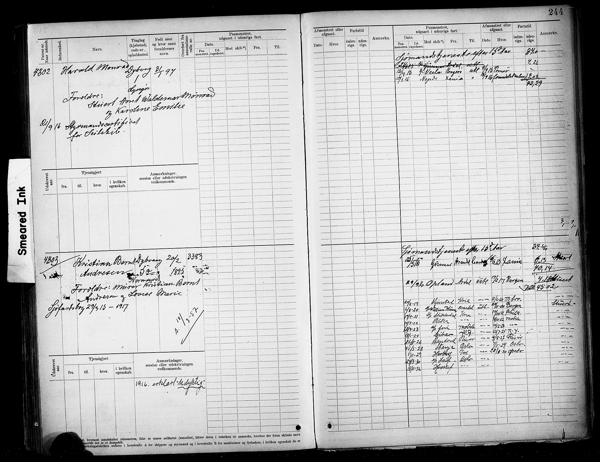 Tvedestrand mønstringskrets, AV/SAK-2031-0011/F/Fb/L0020: Hovedrulle A nr 3819-4409, U-36, 1906-1918, p. 252