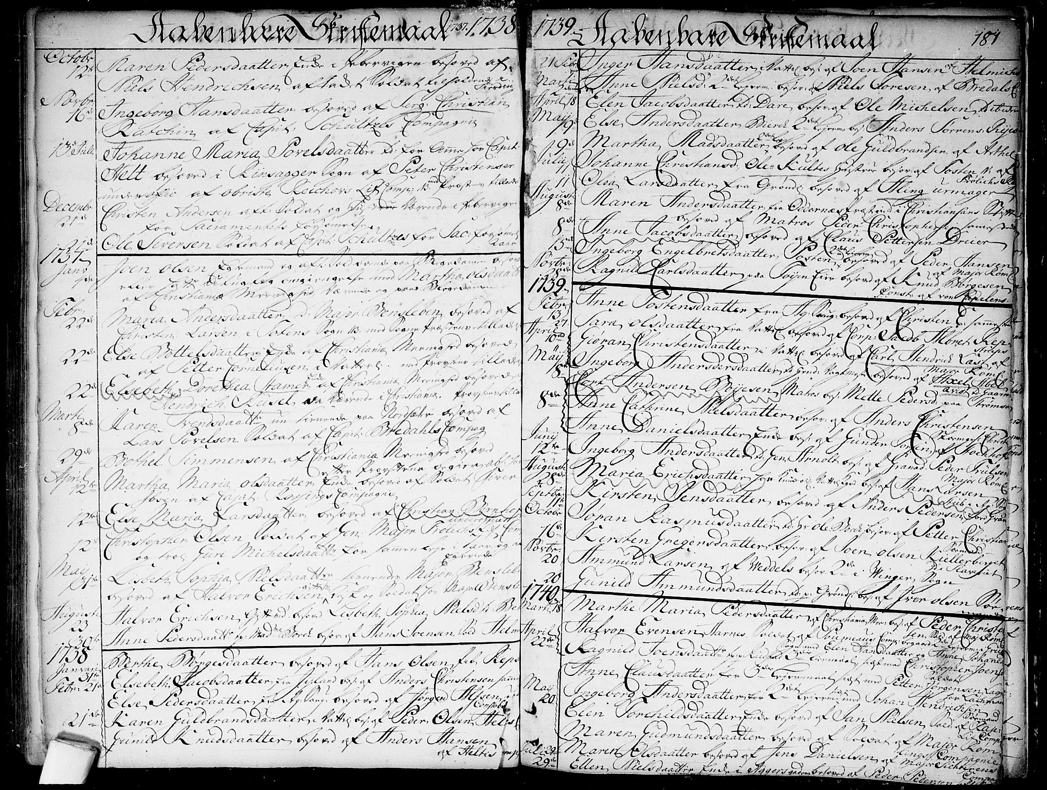 Garnisonsmenigheten Kirkebøker, SAO/A-10846/F/Fa/L0001: Parish register (official) no. 1, 1734-1756, p. 181