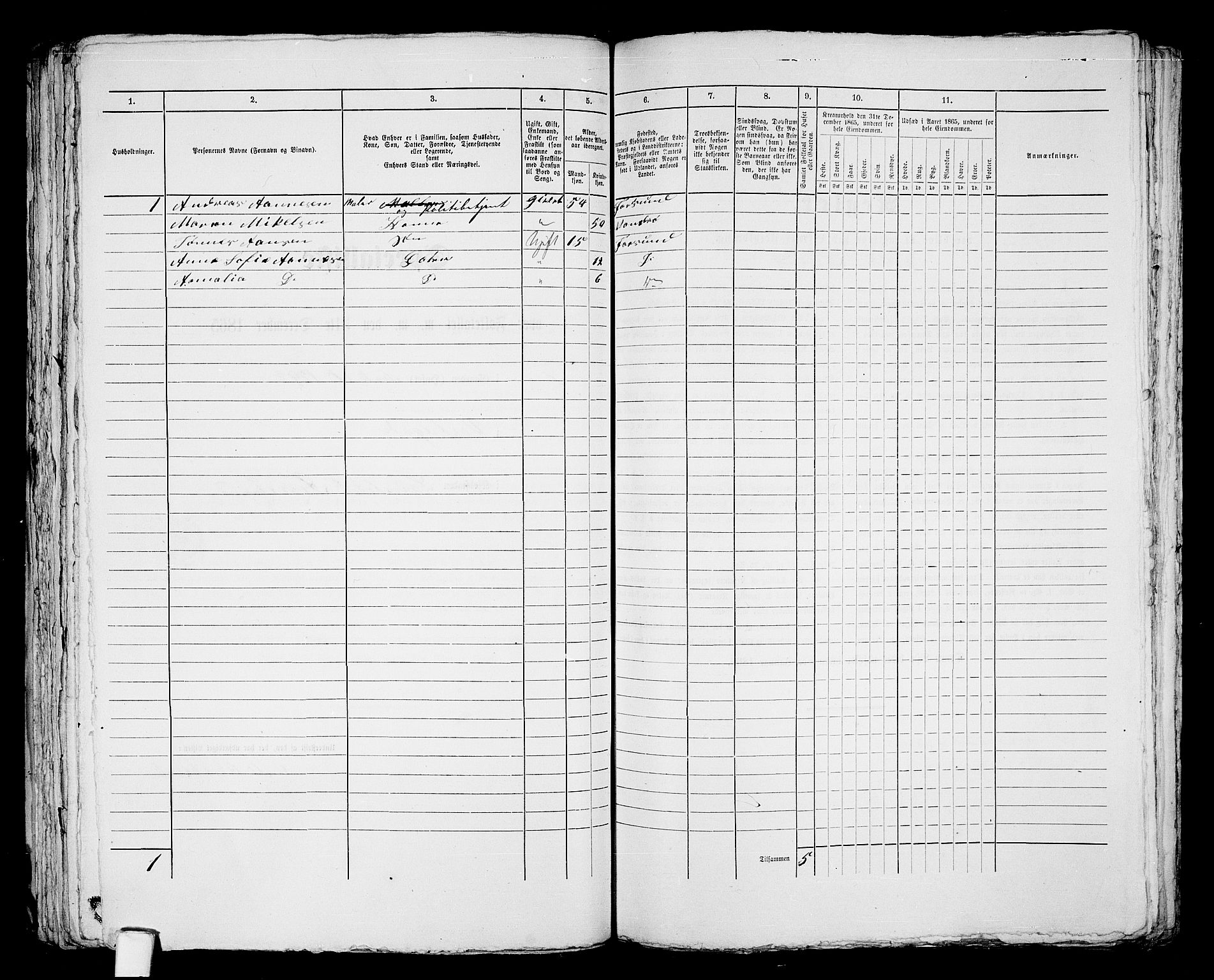 RA, 1865 census for Vanse/Farsund, 1865, p. 171