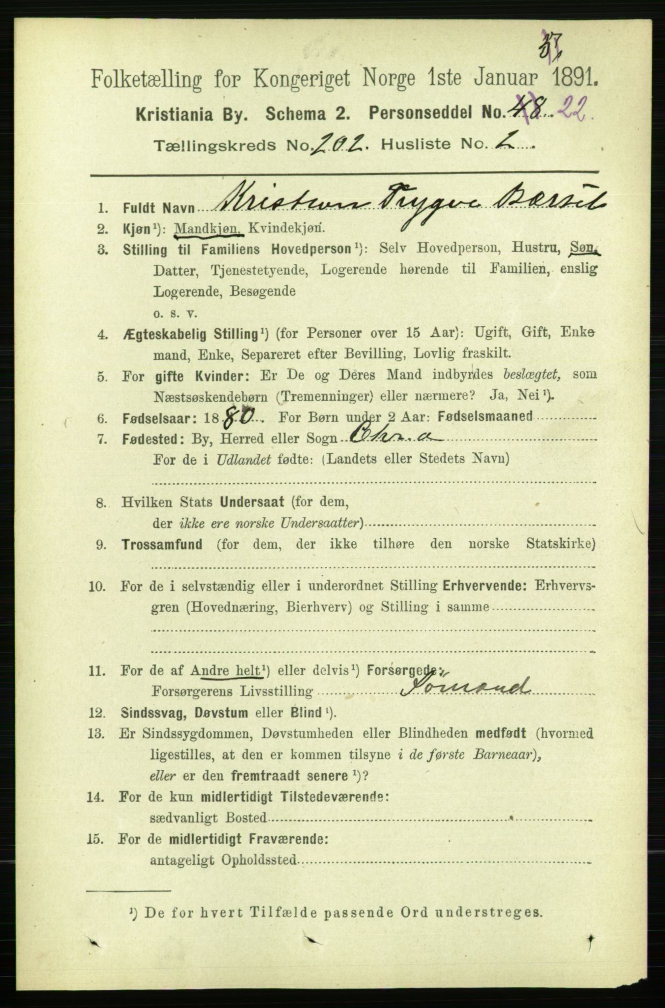 RA, 1891 census for 0301 Kristiania, 1891, p. 121568