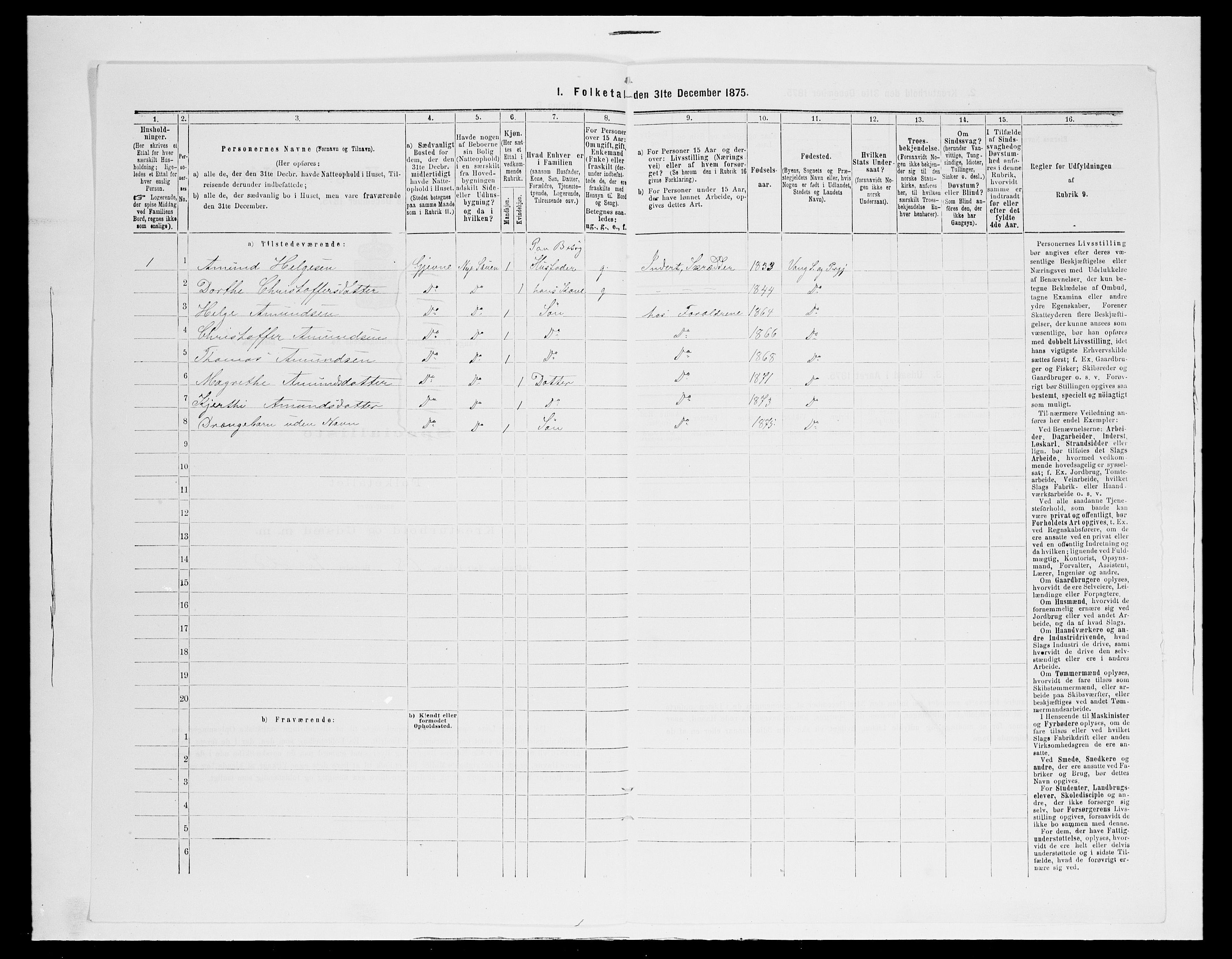 SAH, 1875 census for 0545P Vang, 1875, p. 267