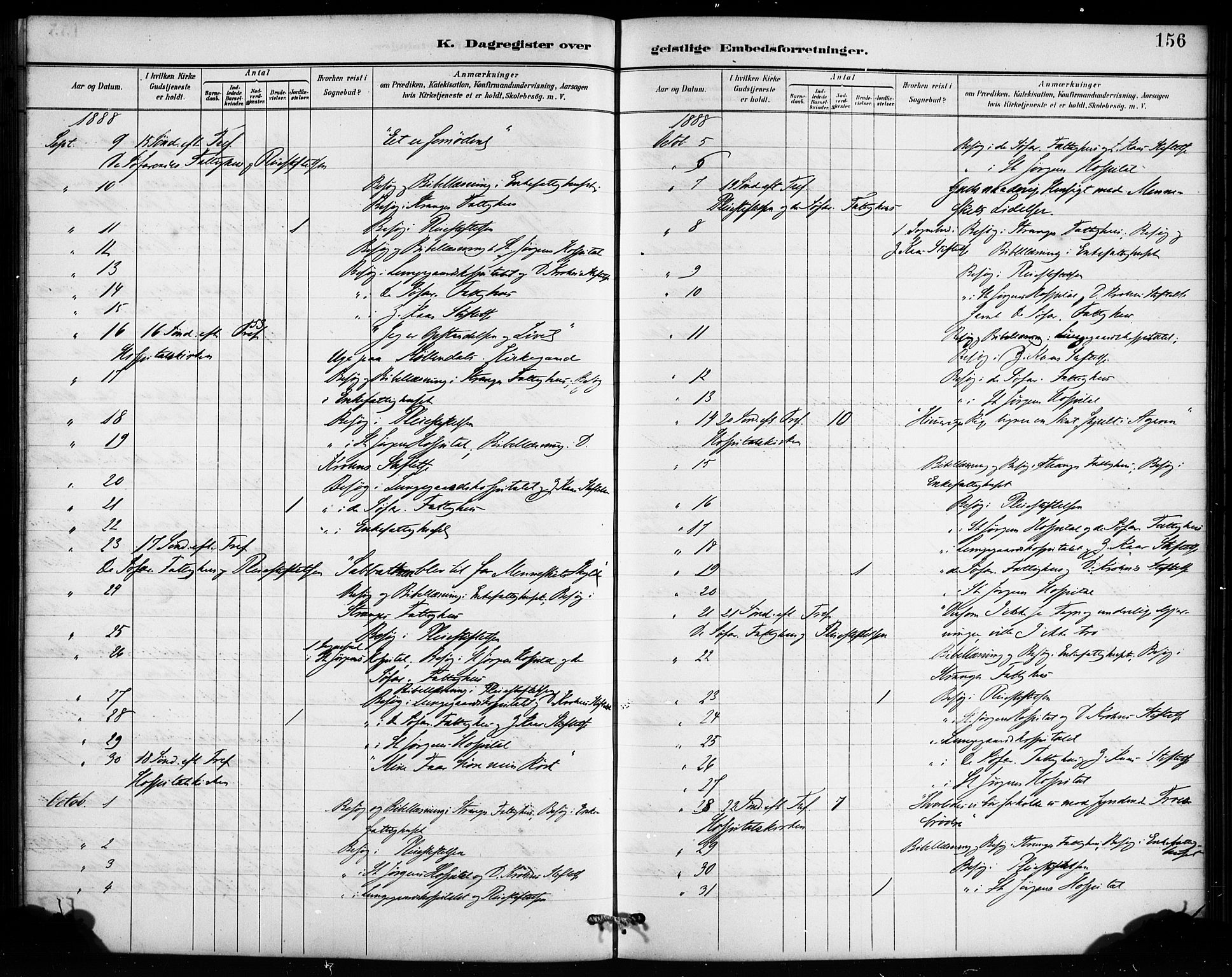 St. Jørgens hospital og Årstad sokneprestembete, AV/SAB-A-99934: Parish register (official) no. A 13, 1886-1906, p. 156