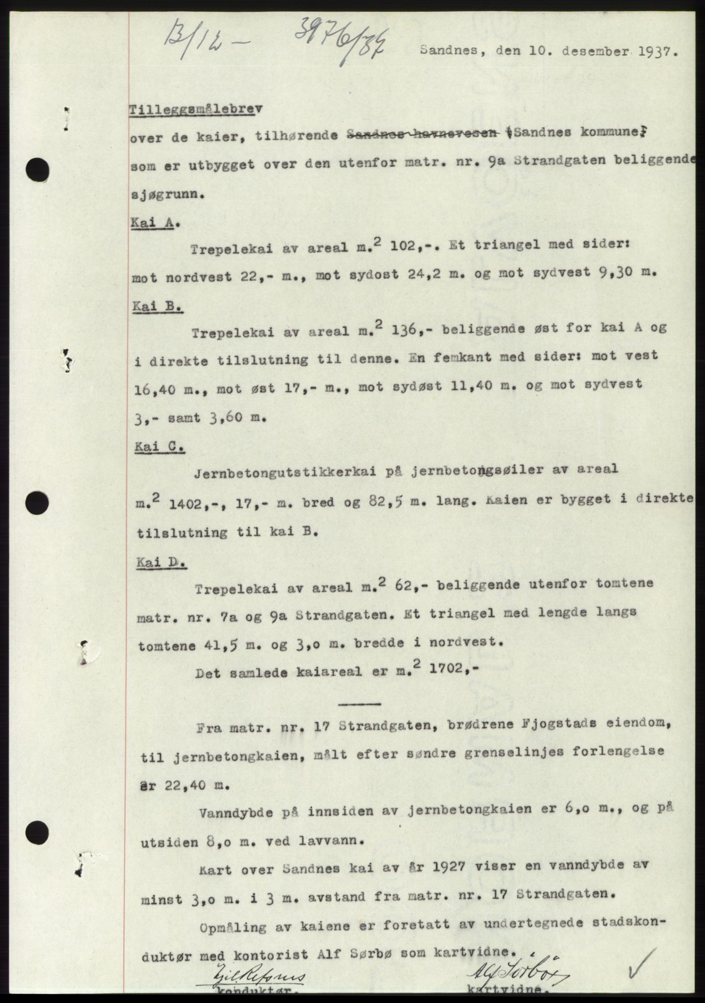 Jæren sorenskriveri, SAST/A-100310/03/G/Gba/L0069: Mortgage book, 1937-1937, Diary no: : 3976/1937