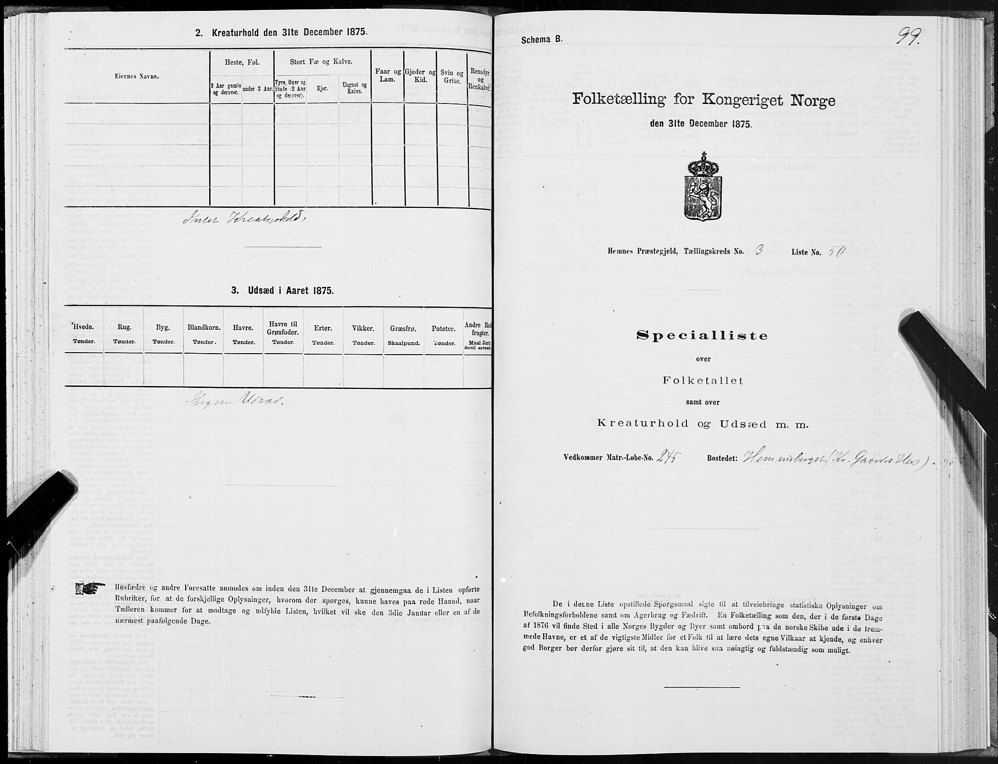 SAT, 1875 census for 1832P Hemnes, 1875, p. 2099