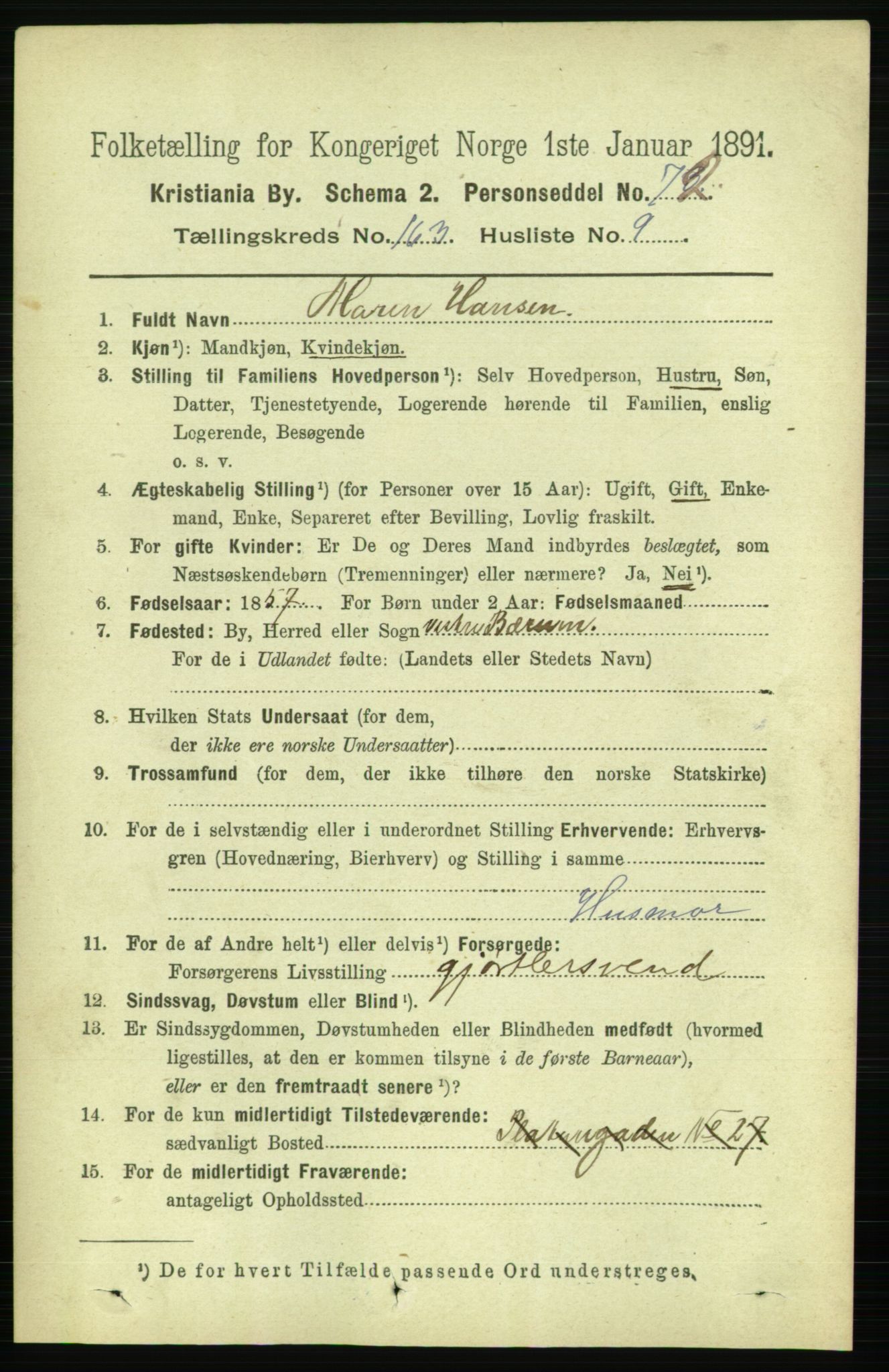 RA, 1891 census for 0301 Kristiania, 1891, p. 93760