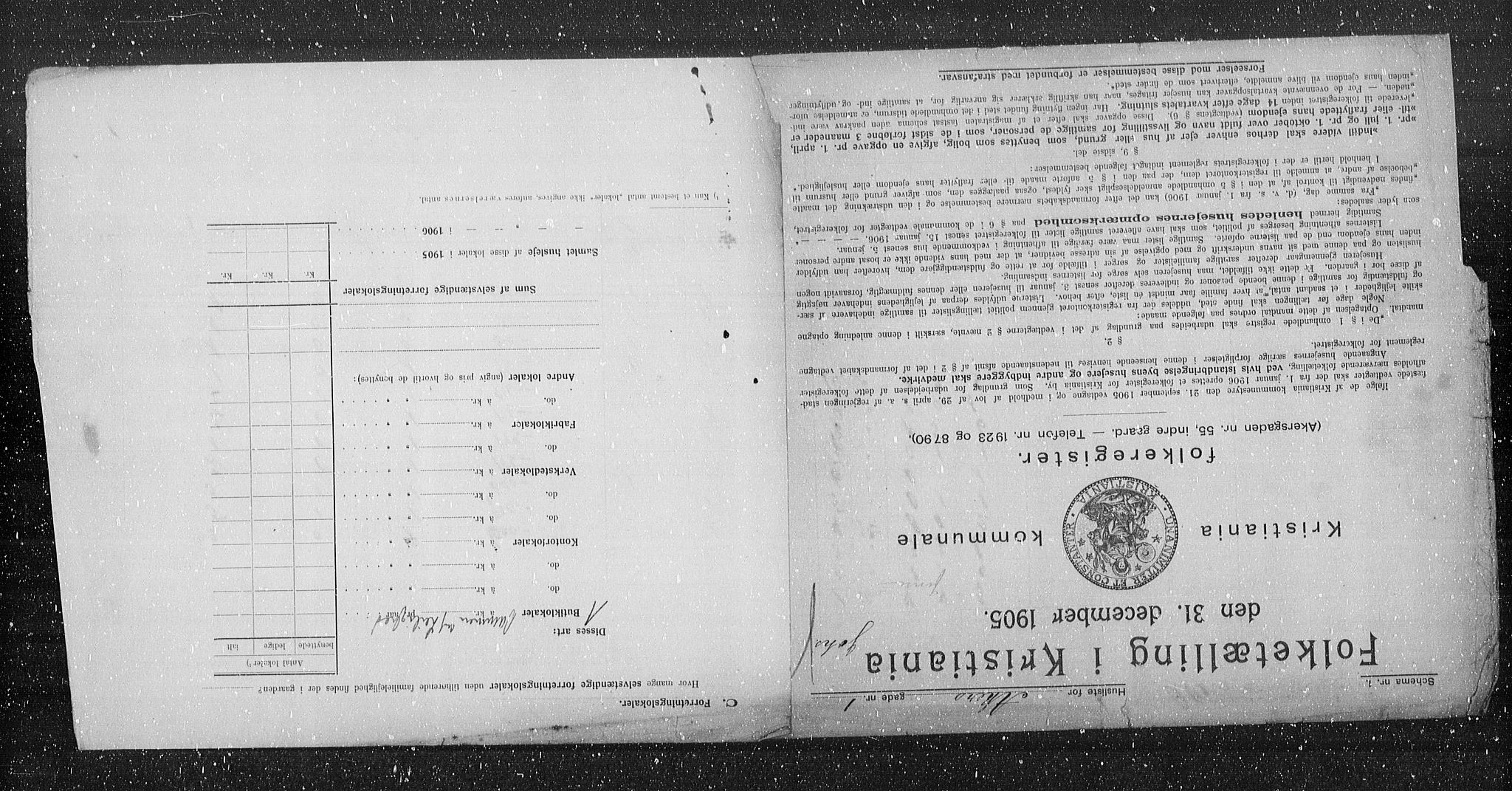OBA, Municipal Census 1905 for Kristiania, 1905, p. 149