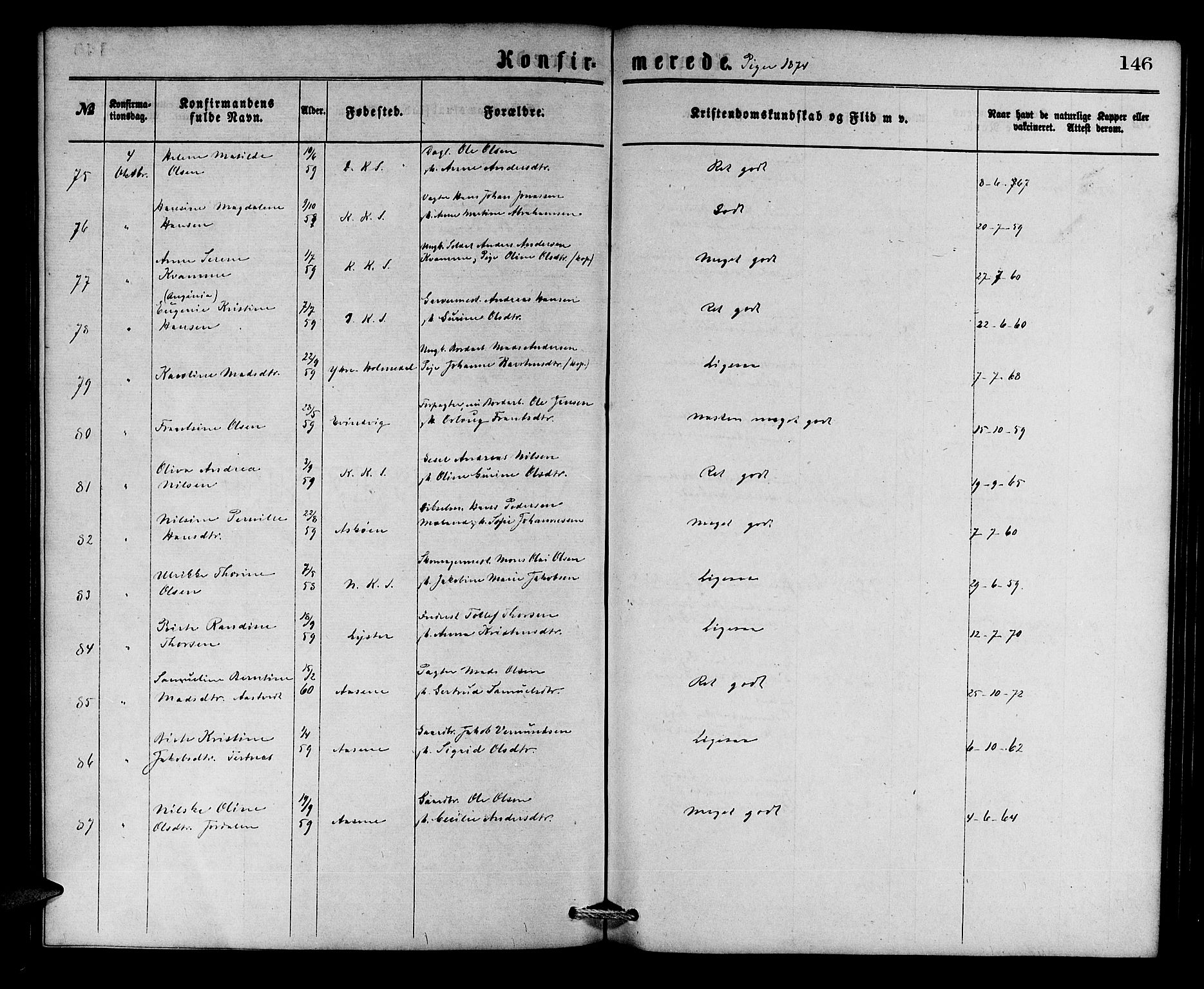 Korskirken sokneprestembete, AV/SAB-A-76101/H/Hab: Parish register (copy) no. C 2, 1869-1879, p. 146