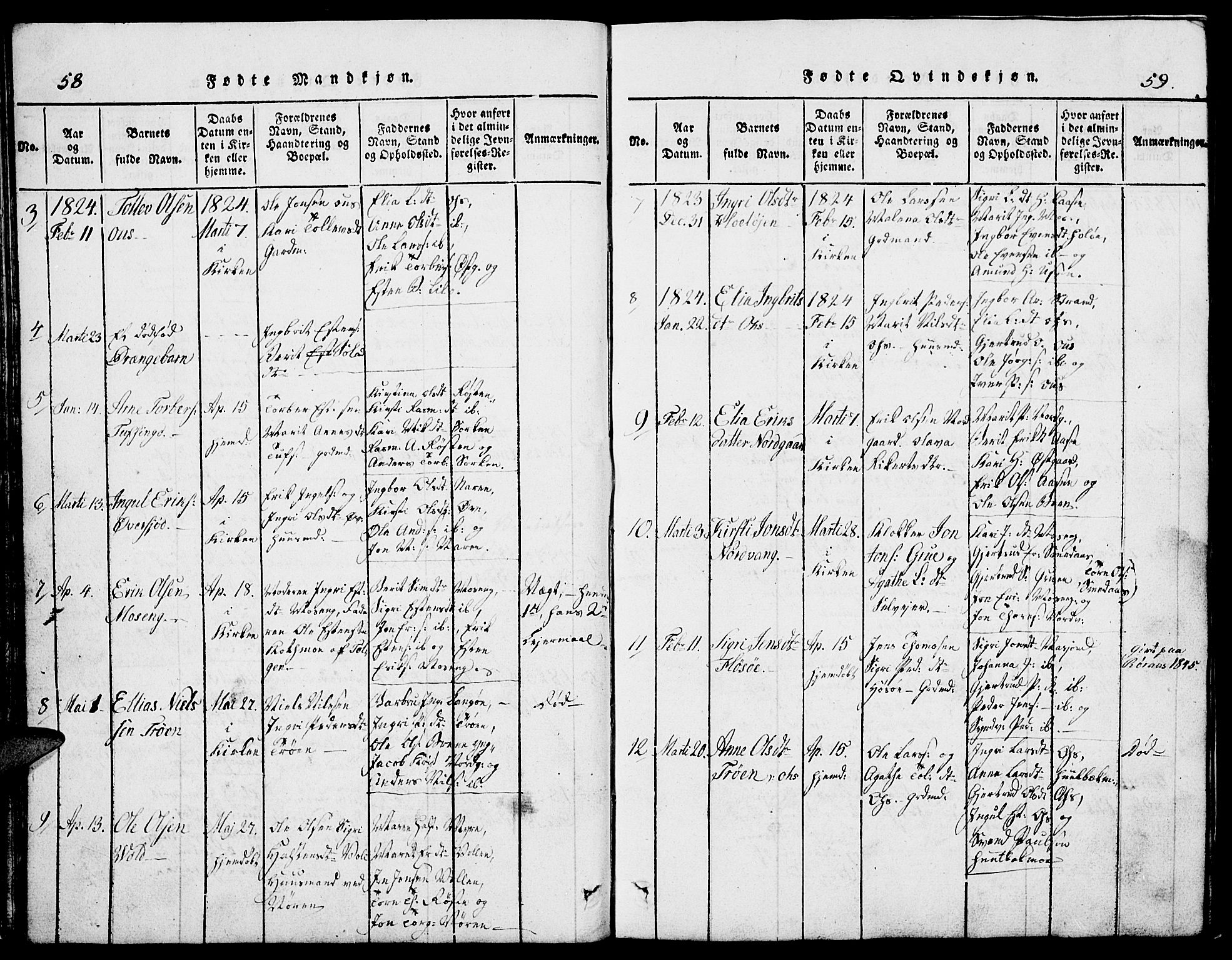 Tolga prestekontor, AV/SAH-PREST-062/L/L0002: Parish register (copy) no. 2, 1815-1844, p. 58-59