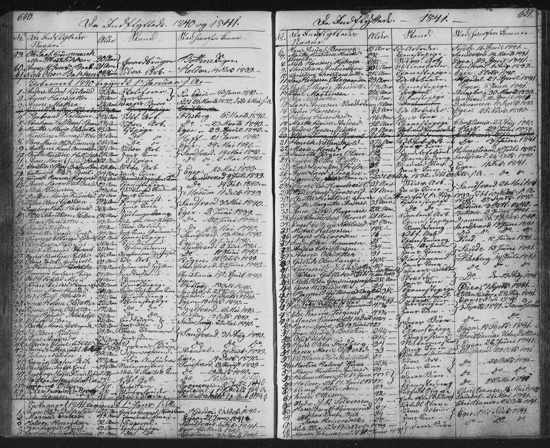 Kongsberg kirkebøker, AV/SAKO-A-22/G/Ga/L0002: Parish register (copy) no. 2, 1839-1858, p. 650-651