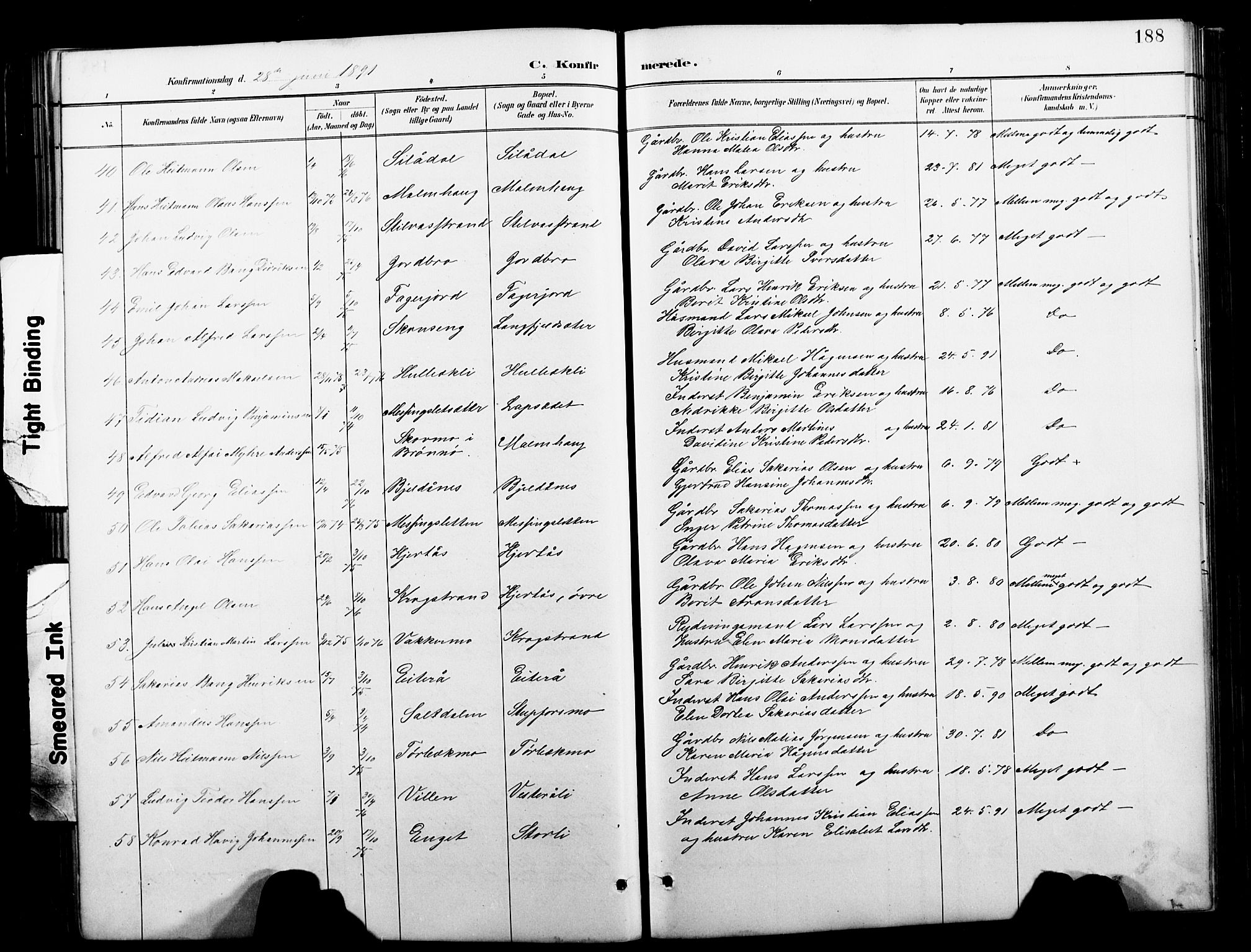 Ministerialprotokoller, klokkerbøker og fødselsregistre - Nordland, AV/SAT-A-1459/827/L0421: Parish register (copy) no. 827C10, 1887-1906, p. 188