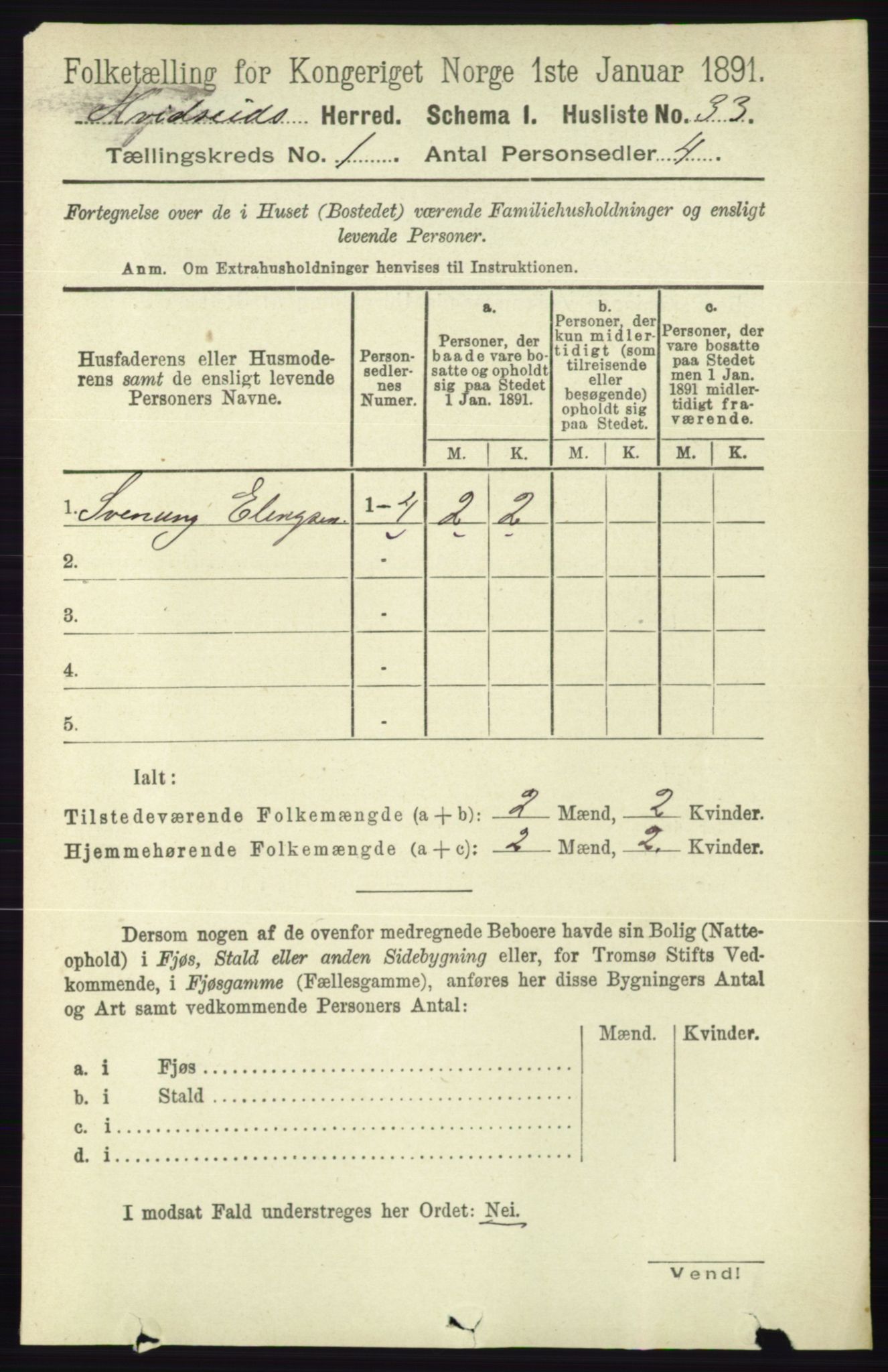 RA, 1891 census for 0829 Kviteseid, 1891, p. 73