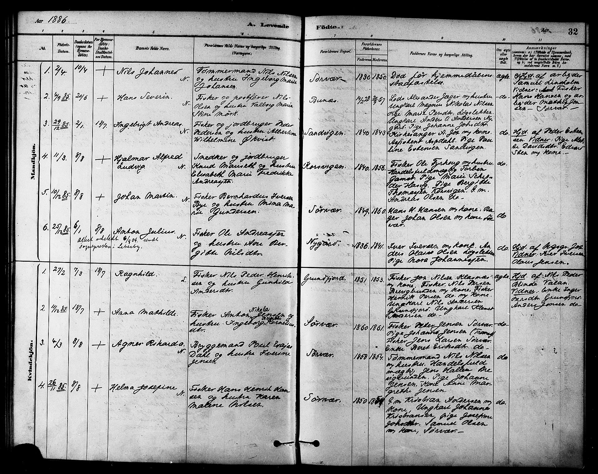 Loppa sokneprestkontor, SATØ/S-1339/H/Ha/L0007kirke: Parish register (official) no. 7, 1879-1889, p. 32