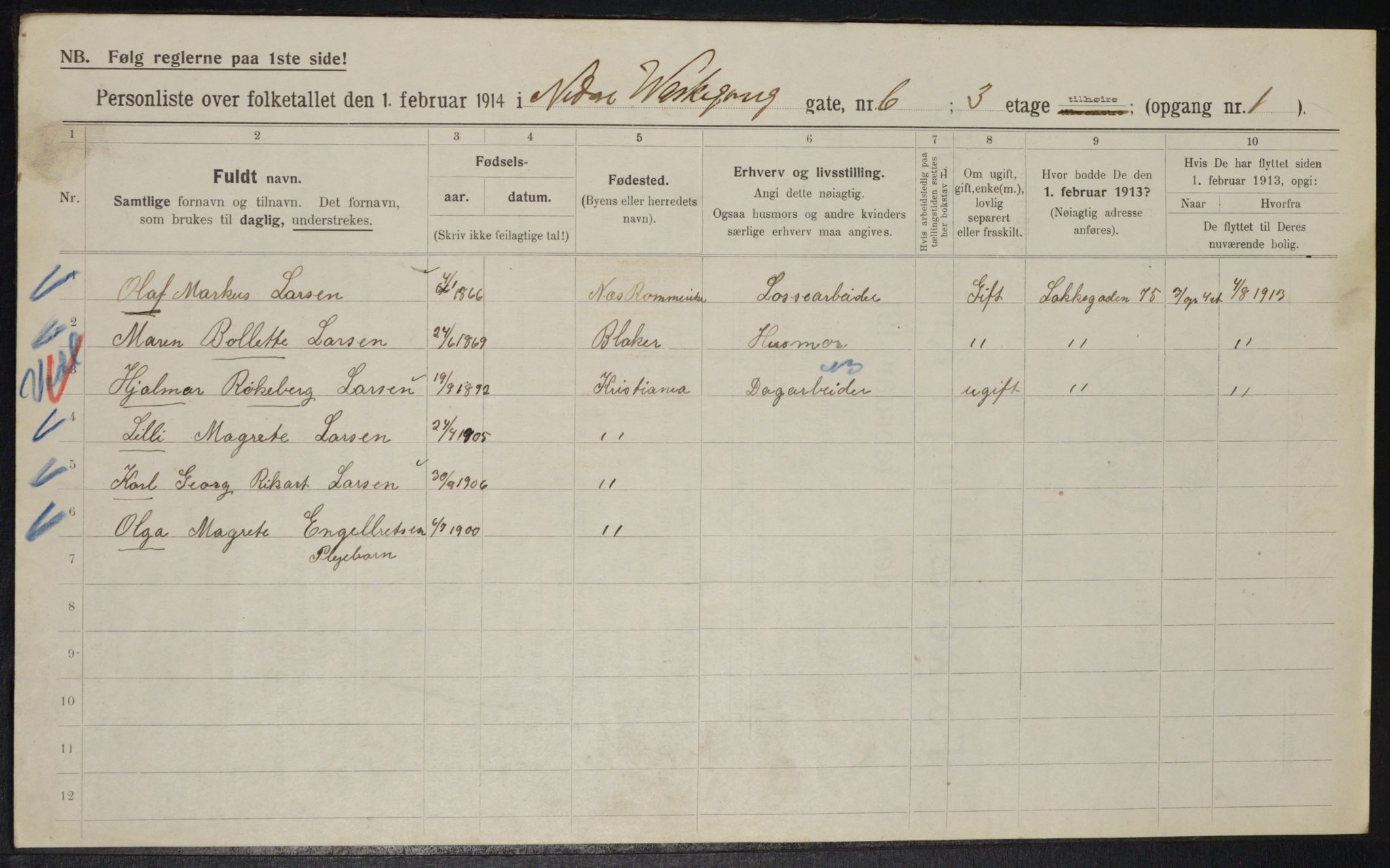 OBA, Municipal Census 1914 for Kristiania, 1914, p. 69552