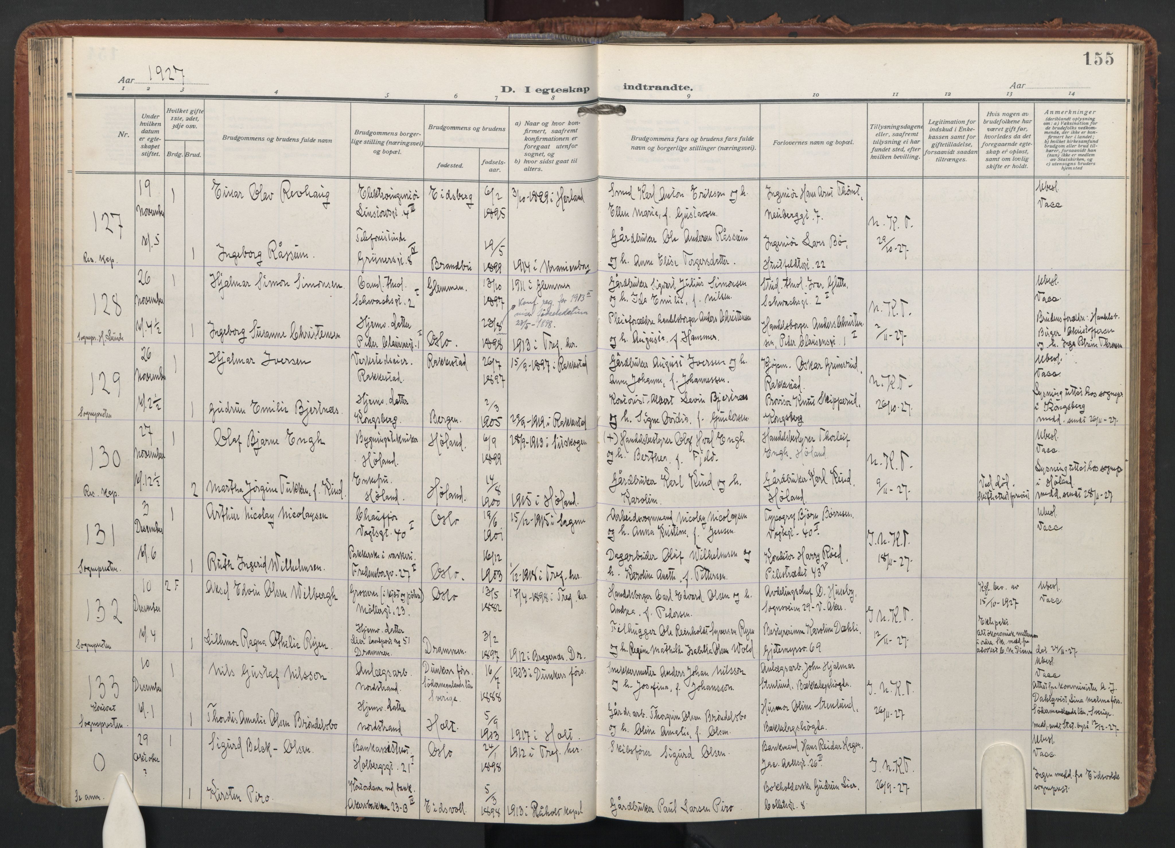 Trefoldighet prestekontor Kirkebøker, AV/SAO-A-10882/F/Fc/L0009: Parish register (official) no. III 9, 1922-1936, p. 155