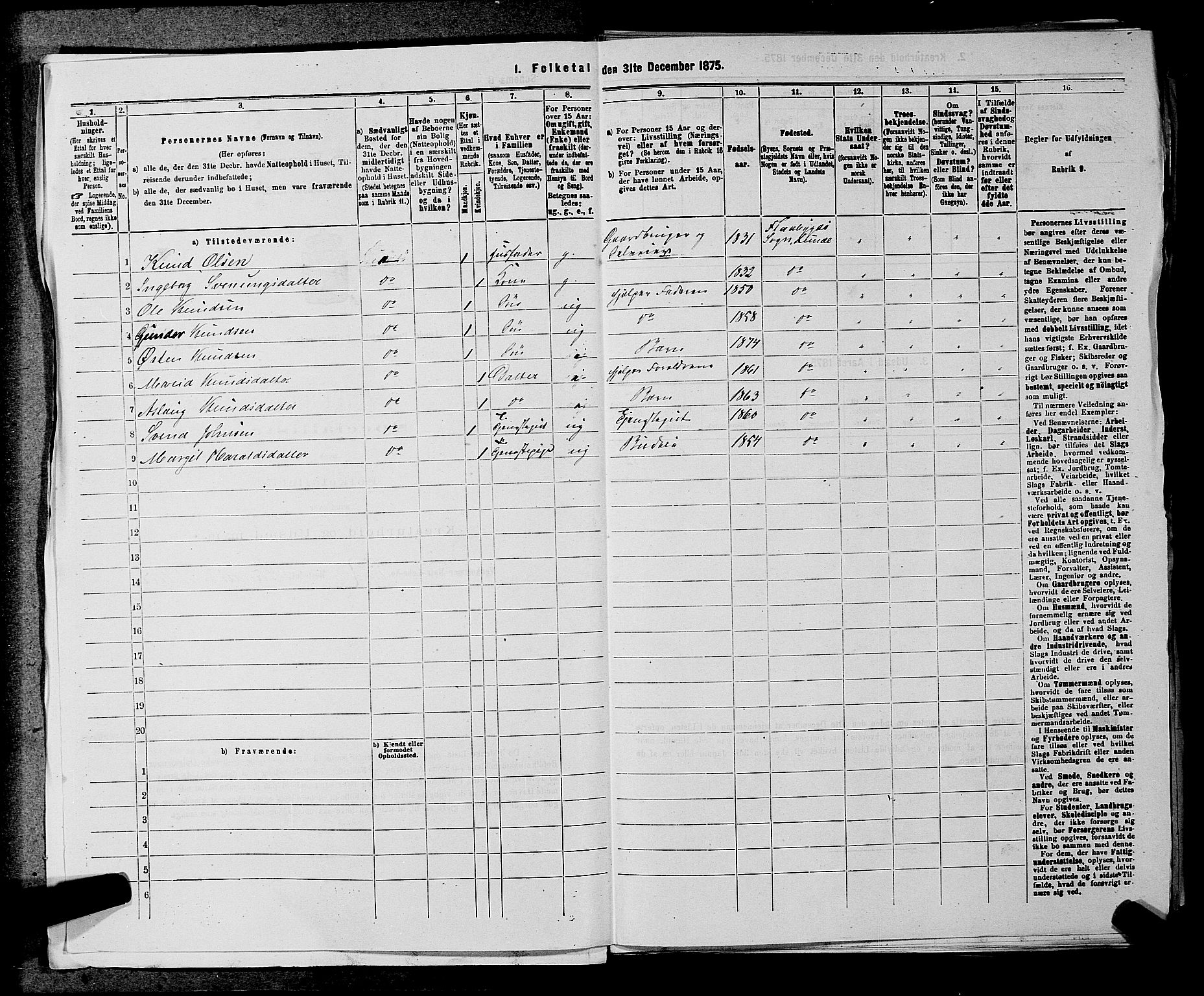 SAKO, 1875 census for 0820P Lunde, 1875, p. 817