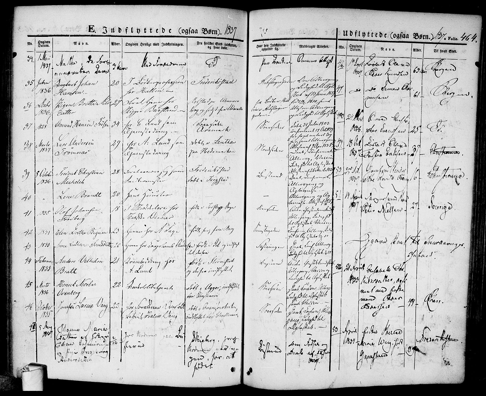 Halden prestekontor Kirkebøker, AV/SAO-A-10909/F/Fa/L0005: Parish register (official) no. I 5, 1834-1845, p. 464