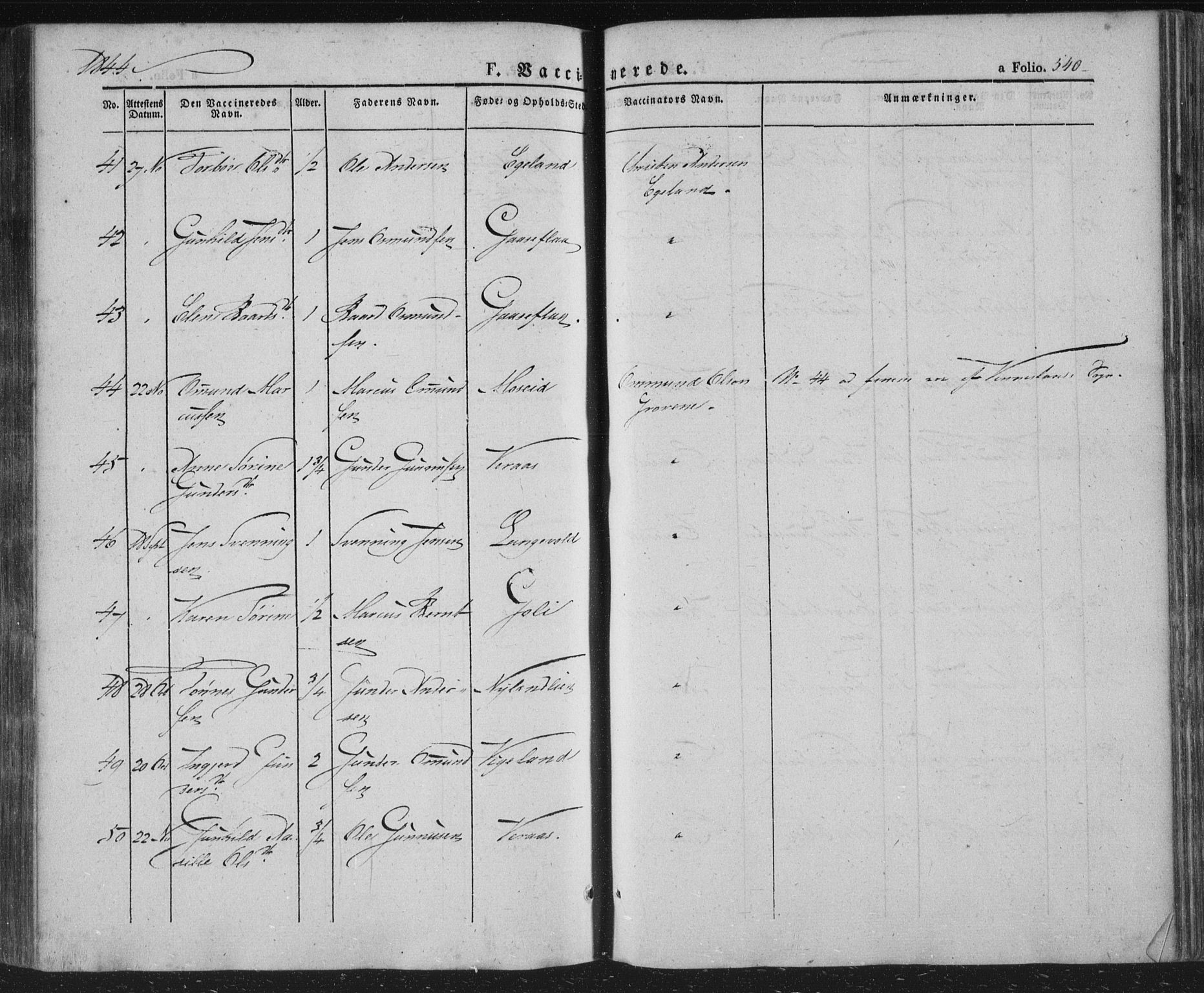 Vennesla sokneprestkontor, AV/SAK-1111-0045/Fa/Fac/L0004: Parish register (official) no. A 4, 1834-1855, p. 540