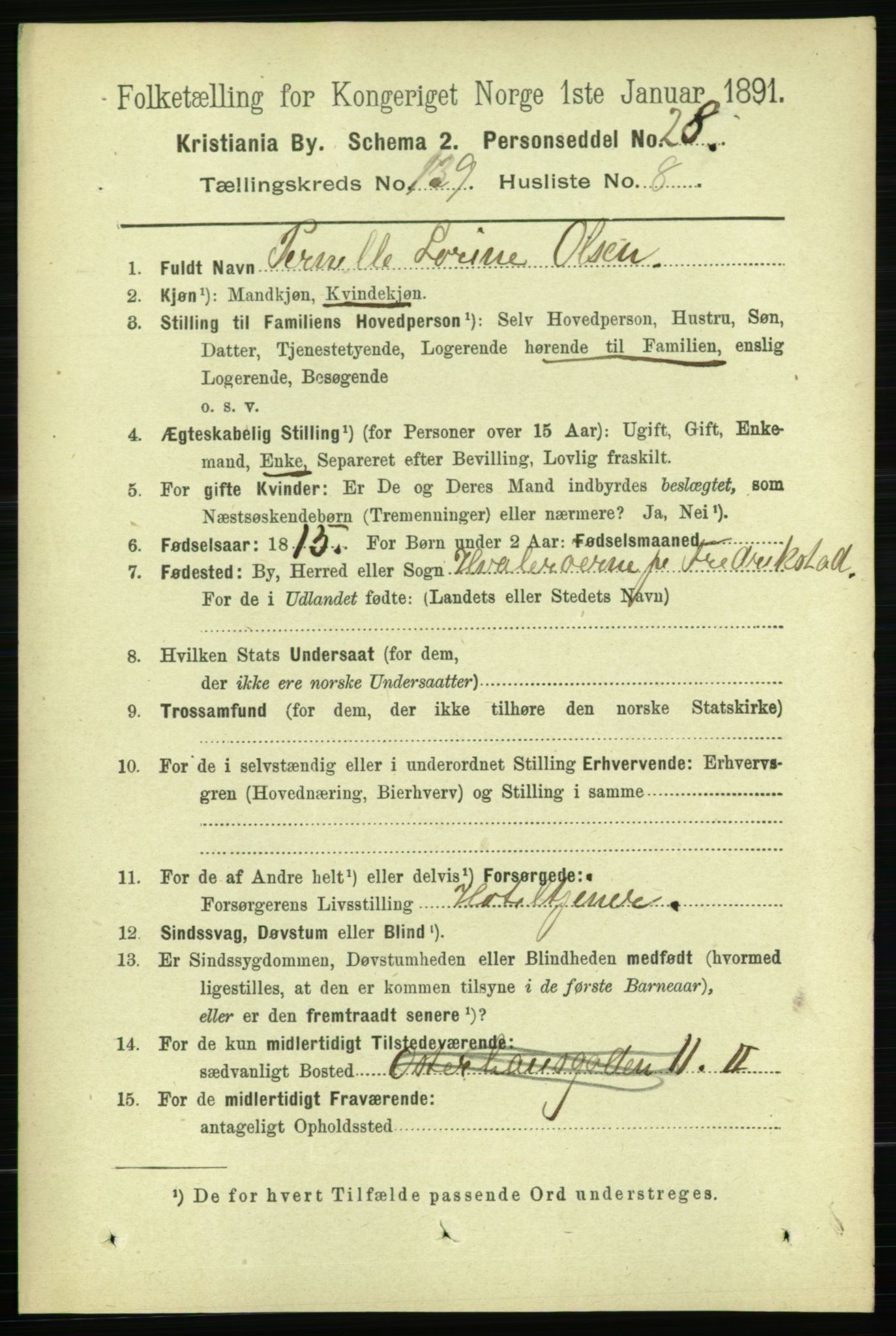 RA, 1891 census for 0301 Kristiania, 1891, p. 77347