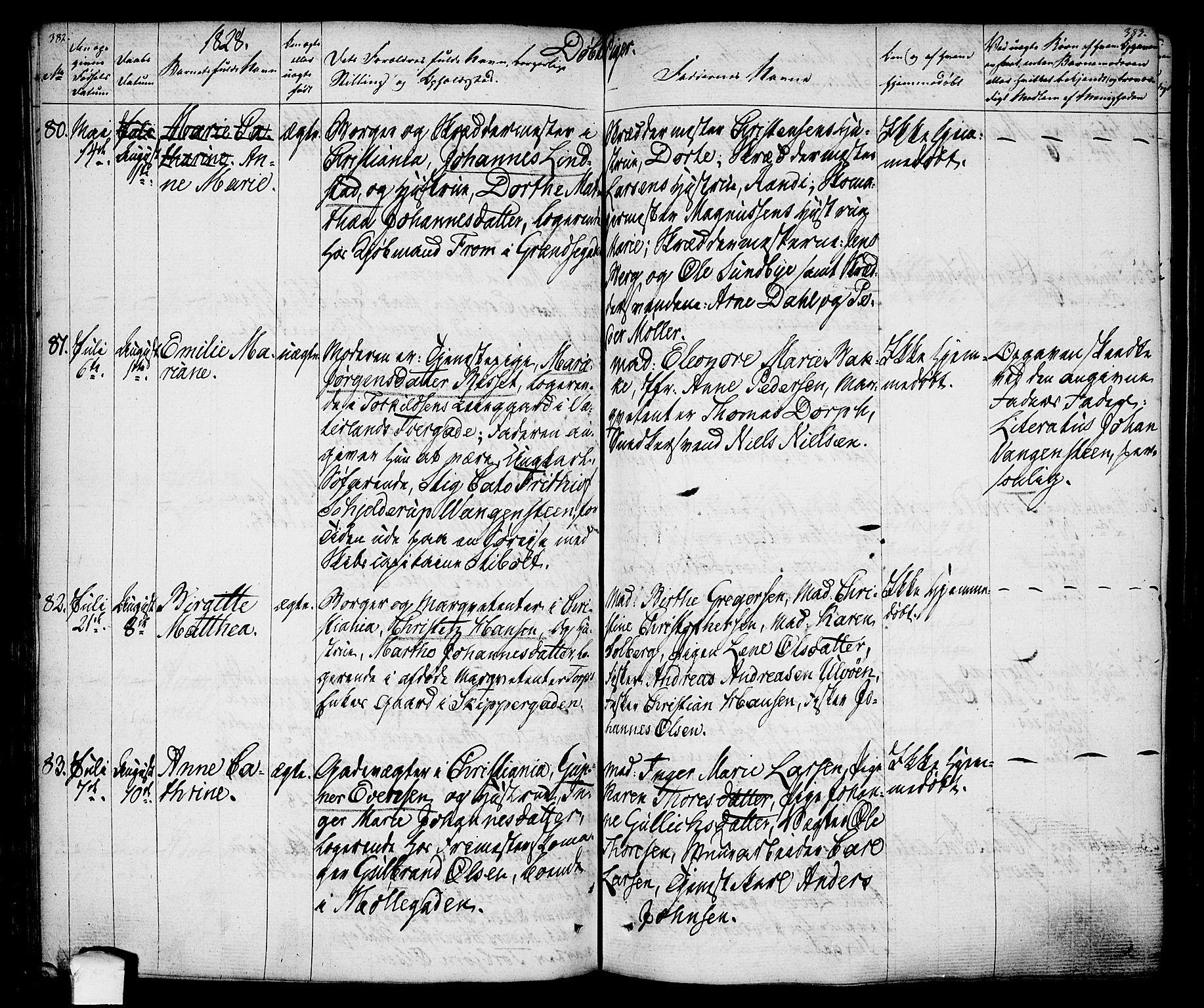 Oslo domkirke Kirkebøker, SAO/A-10752/F/Fa/L0010: Parish register (official) no. 10, 1824-1830, p. 382-383