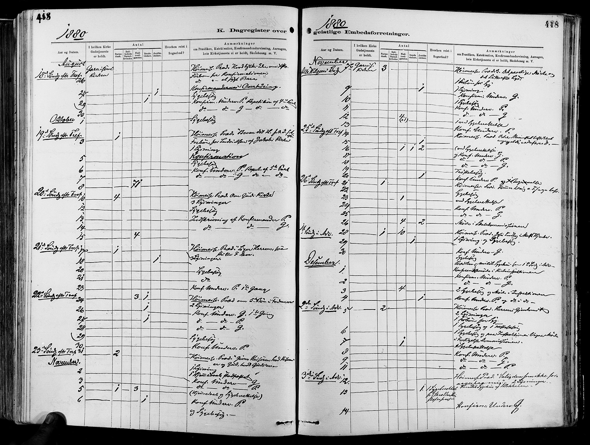 Garnisonsmenigheten Kirkebøker, AV/SAO-A-10846/F/Fa/L0012: Parish register (official) no. 12, 1880-1893, p. 418