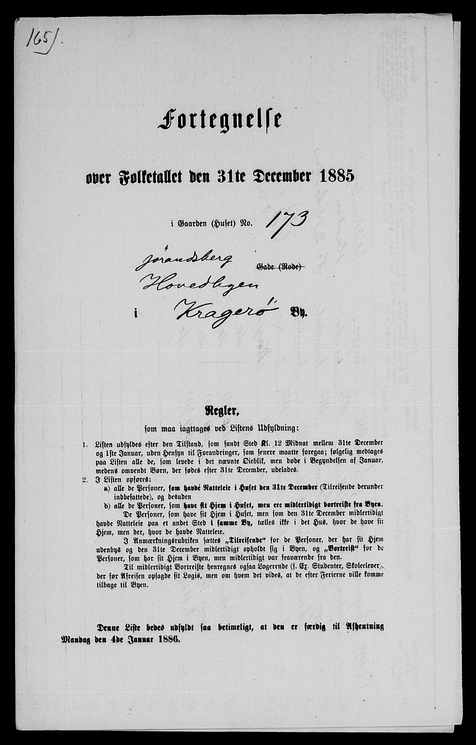 SAKO, 1885 census for 0801 Kragerø, 1885, p. 1360