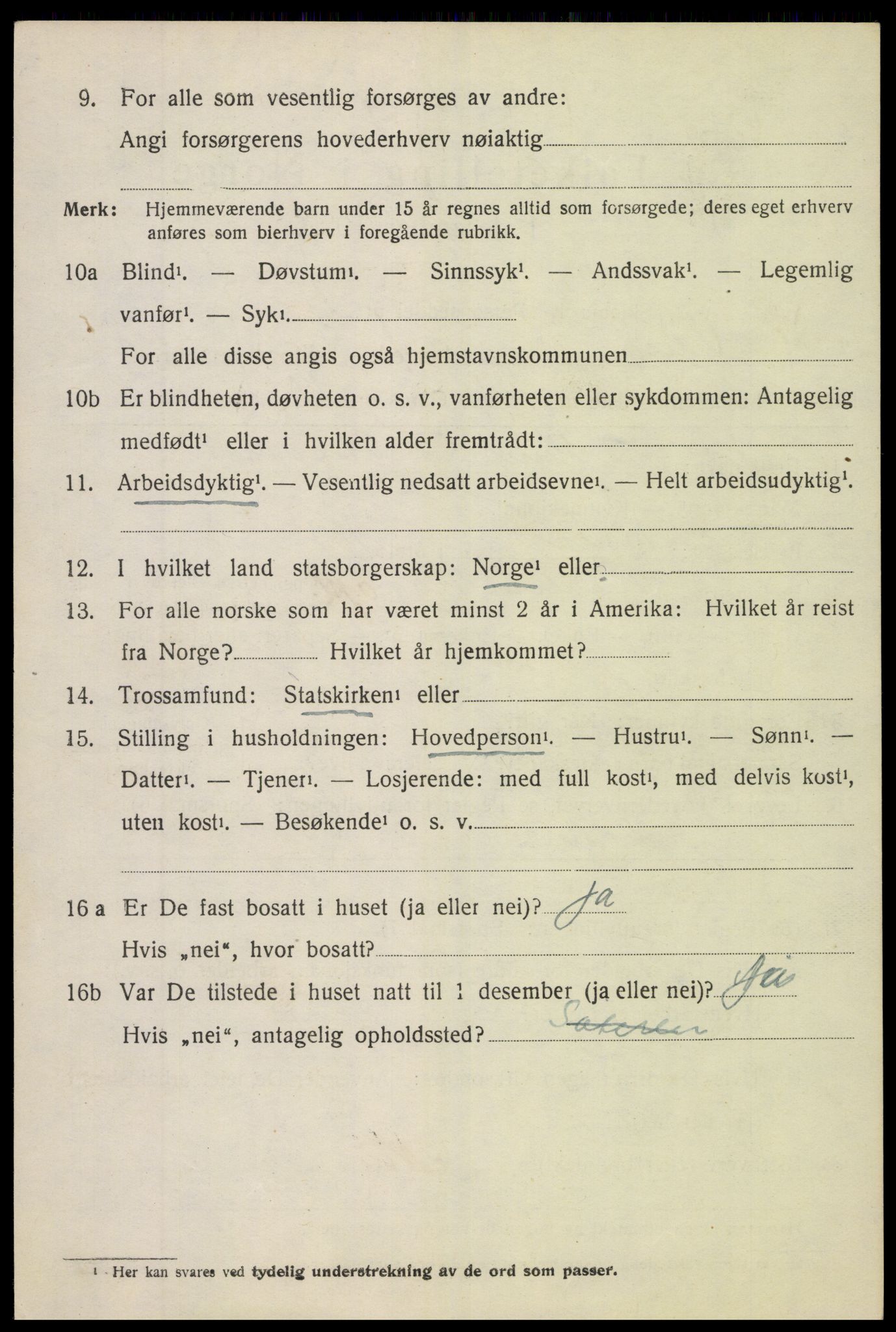 SAH, 1920 census for Vang (Oppland), 1920, p. 3398