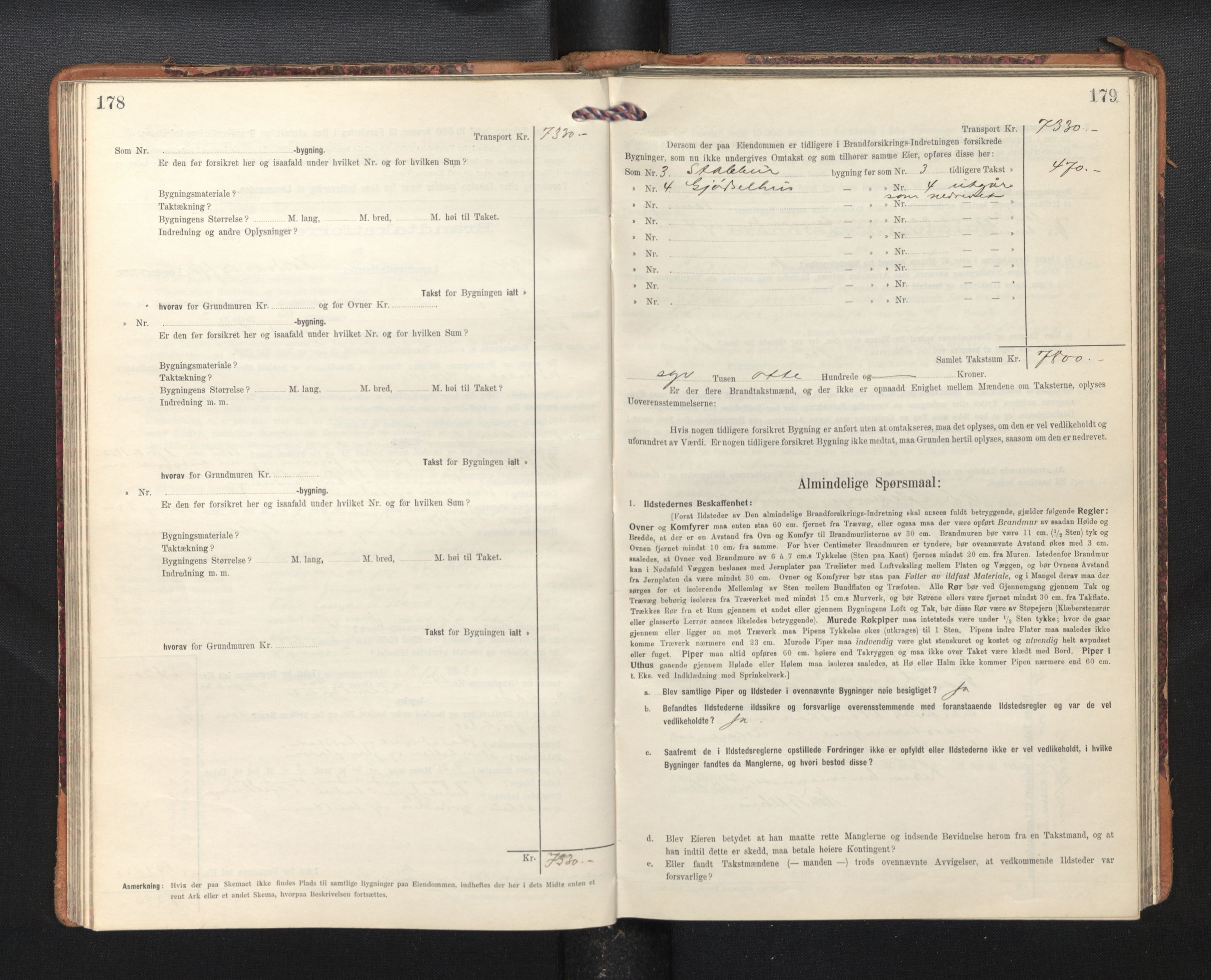 Lensmannen i Kvam, AV/SAB-A-33201/0012/L0006: Branntakstprotokoll, skjematakst, 1913-1955, p. 178-179