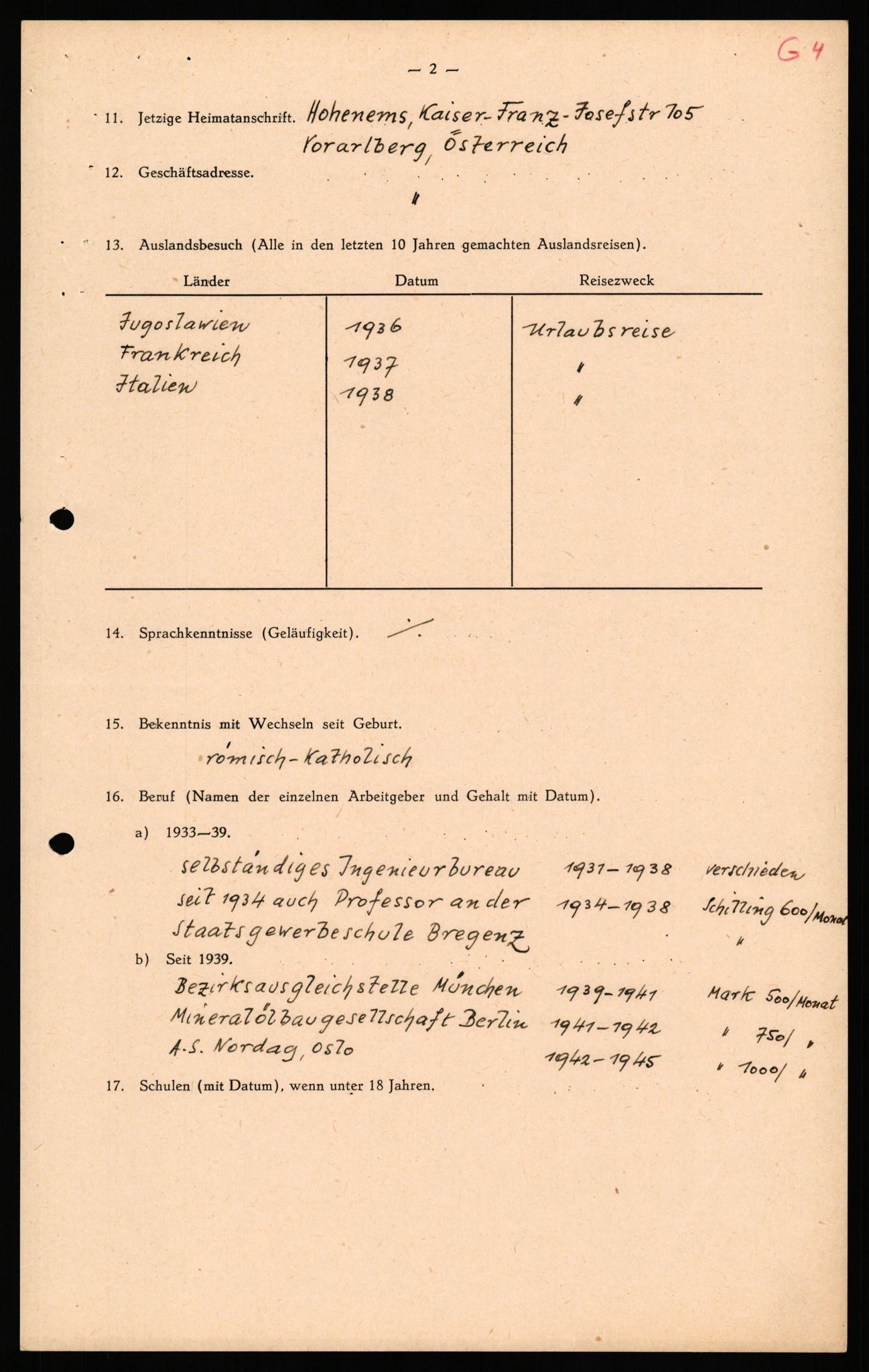 Forsvaret, Forsvarets overkommando II, AV/RA-RAFA-3915/D/Db/L0038: CI Questionaires. Tyske okkupasjonsstyrker i Norge. Østerrikere., 1945-1946, p. 378