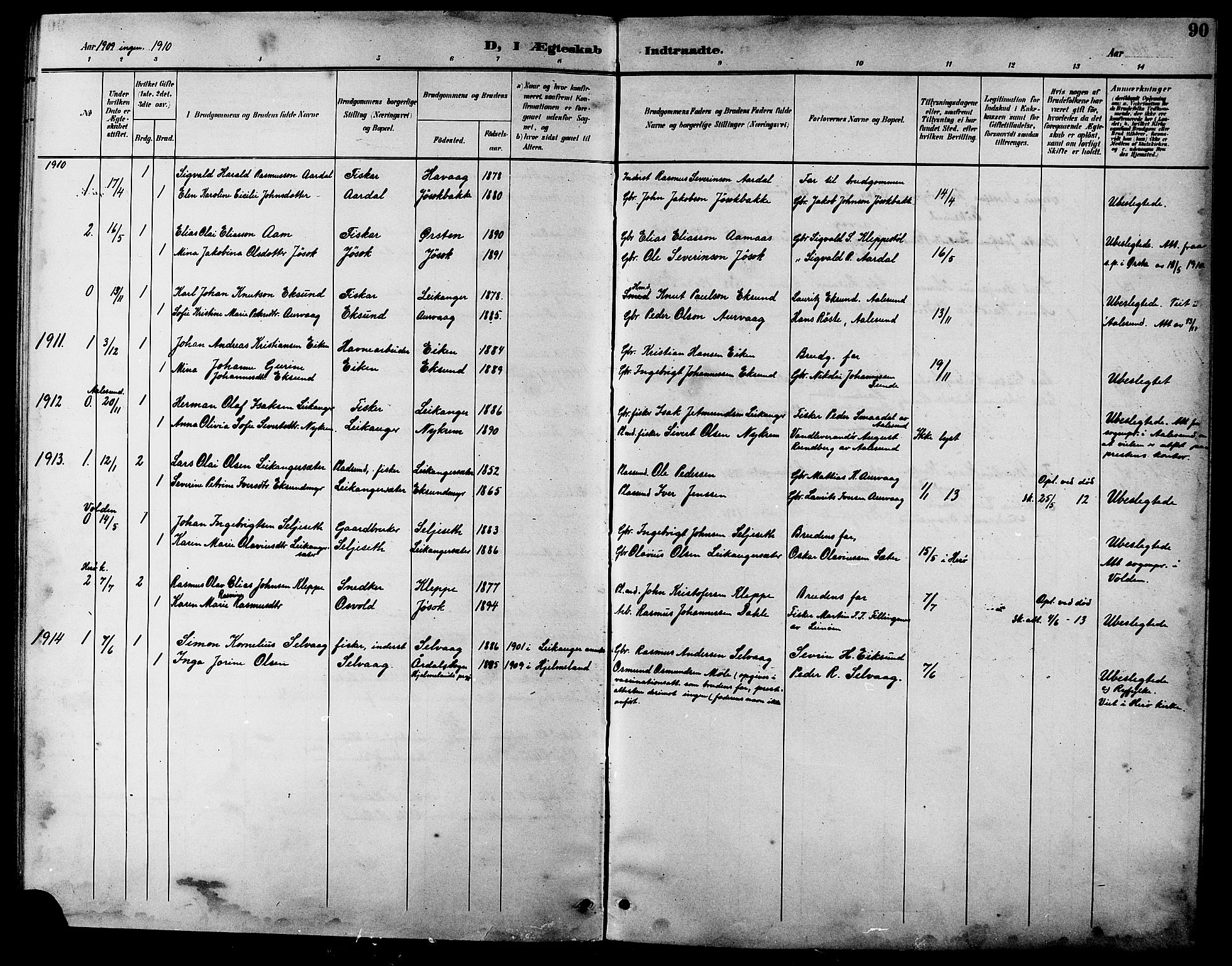 Ministerialprotokoller, klokkerbøker og fødselsregistre - Møre og Romsdal, AV/SAT-A-1454/508/L0098: Parish register (copy) no. 508C02, 1898-1916, p. 90