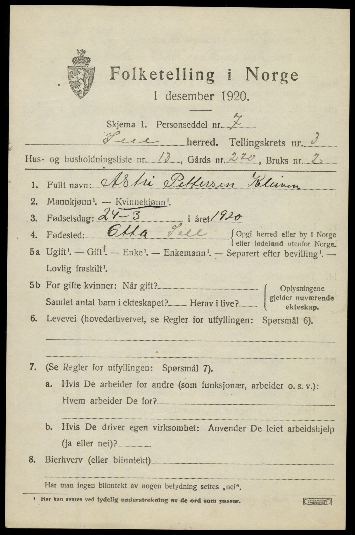 SAH, 1920 census for Sel, 1920, p. 2384