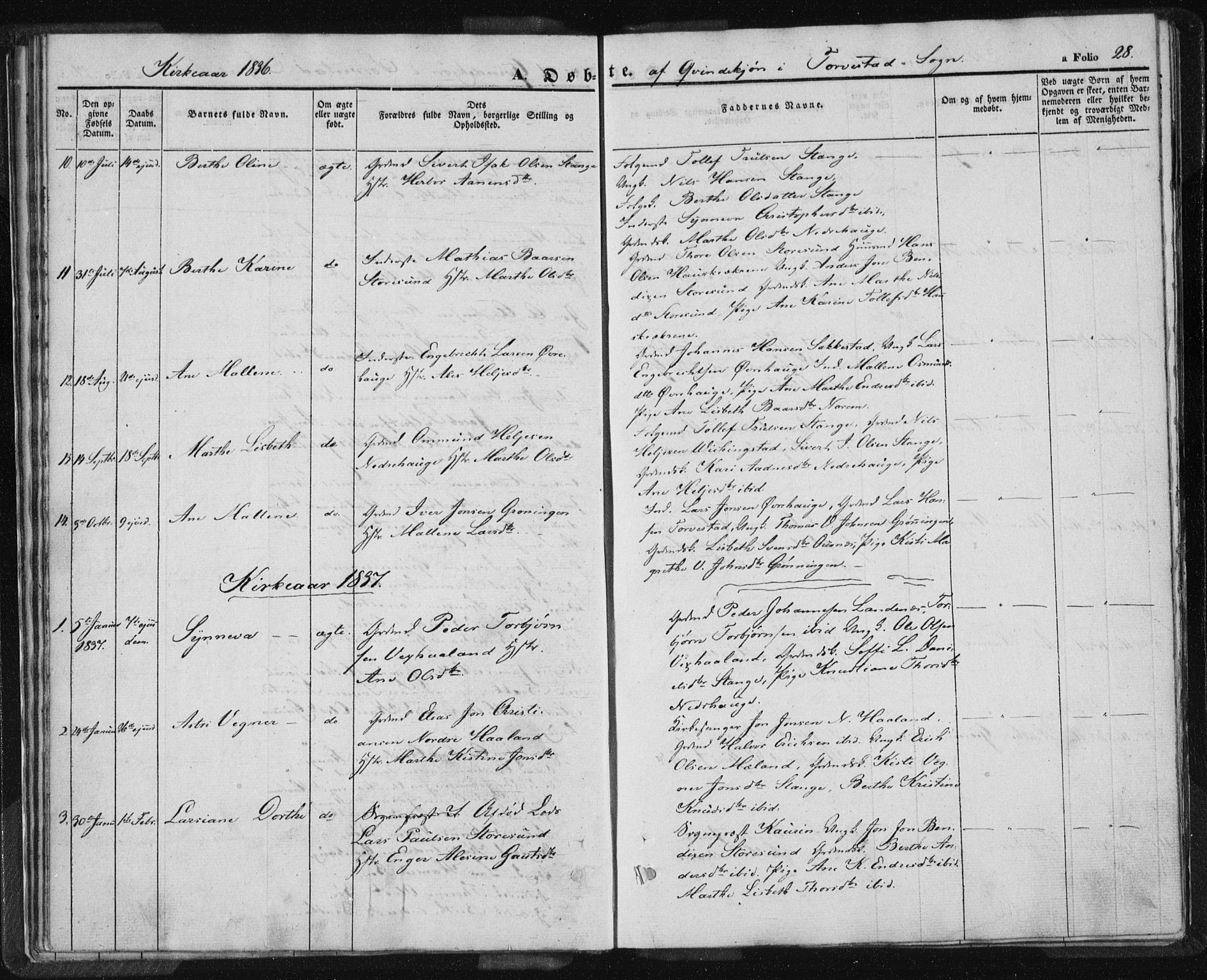 Torvastad sokneprestkontor, AV/SAST-A -101857/H/Ha/Haa/L0005: Parish register (official) no. A 5, 1836-1847, p. 28