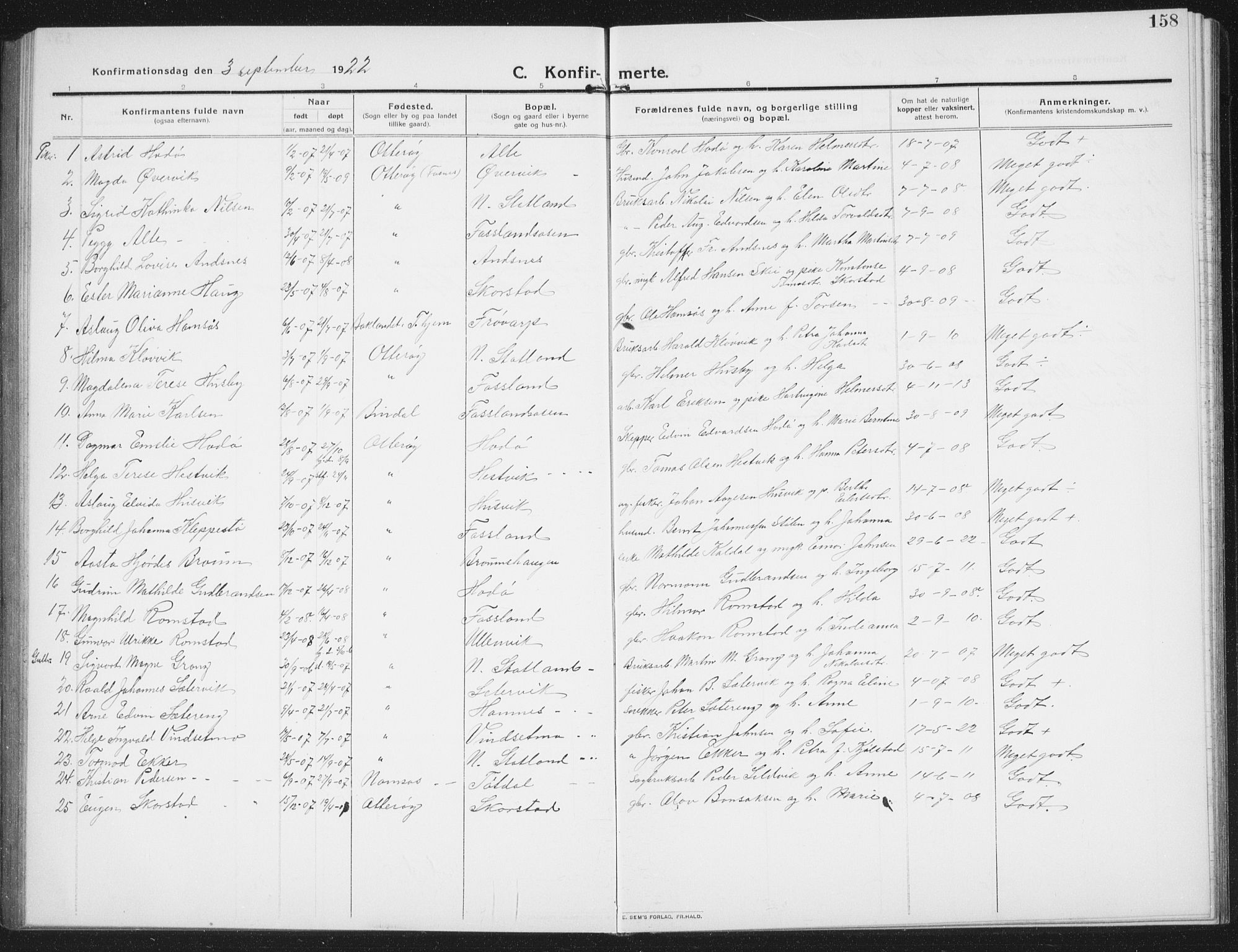 Ministerialprotokoller, klokkerbøker og fødselsregistre - Nord-Trøndelag, SAT/A-1458/774/L0630: Parish register (copy) no. 774C01, 1910-1934, p. 158