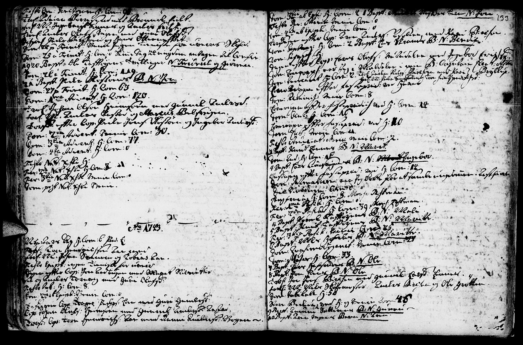 Ministerialprotokoller, klokkerbøker og fødselsregistre - Sør-Trøndelag, SAT/A-1456/630/L0488: Parish register (official) no. 630A01, 1717-1756, p. 132-133