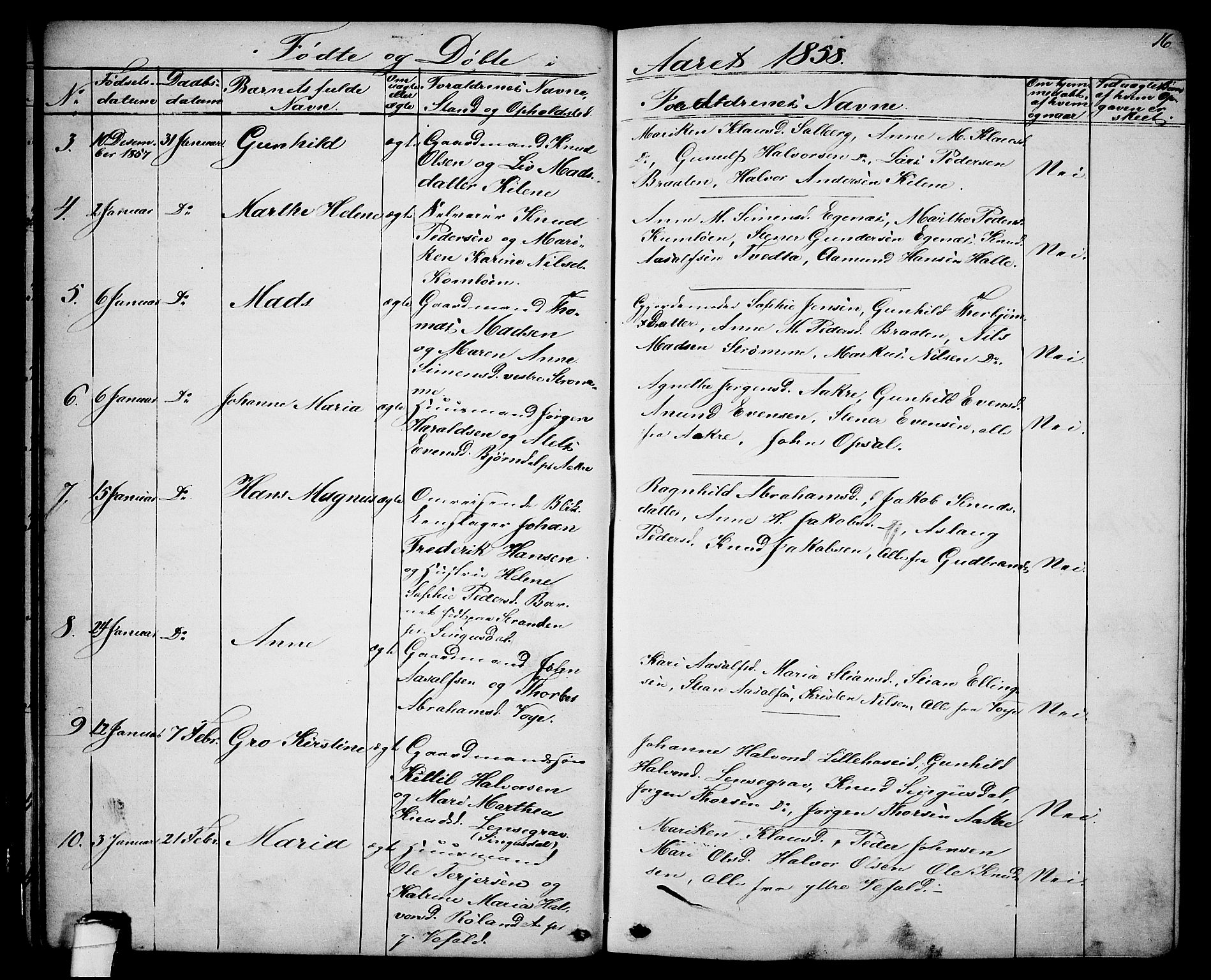 Drangedal kirkebøker, SAKO/A-258/G/Ga/L0002: Parish register (copy) no. I 2, 1856-1887, p. 16