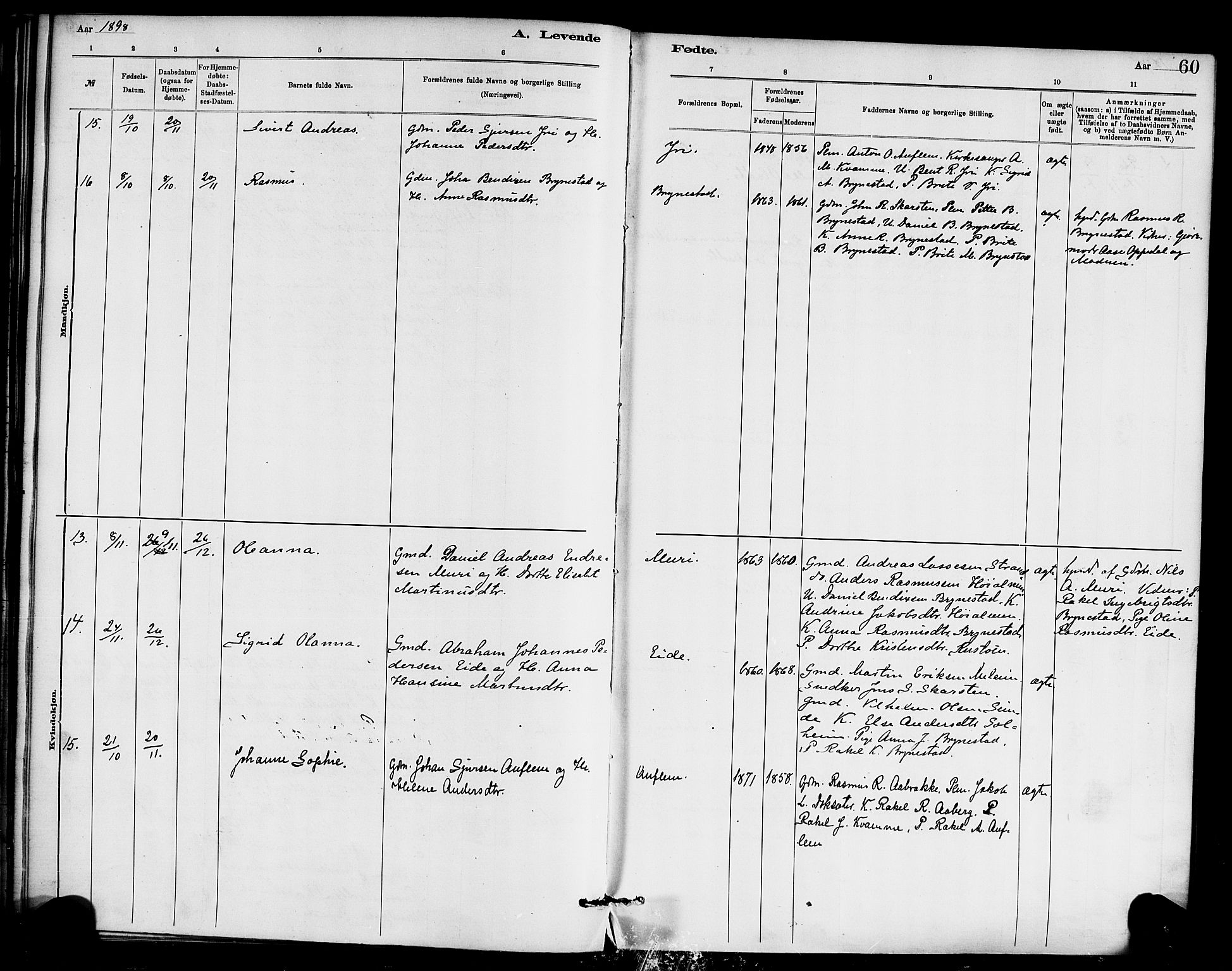 Innvik sokneprestembete, AV/SAB-A-80501: Parish register (official) no. C 1, 1879-1900, p. 60