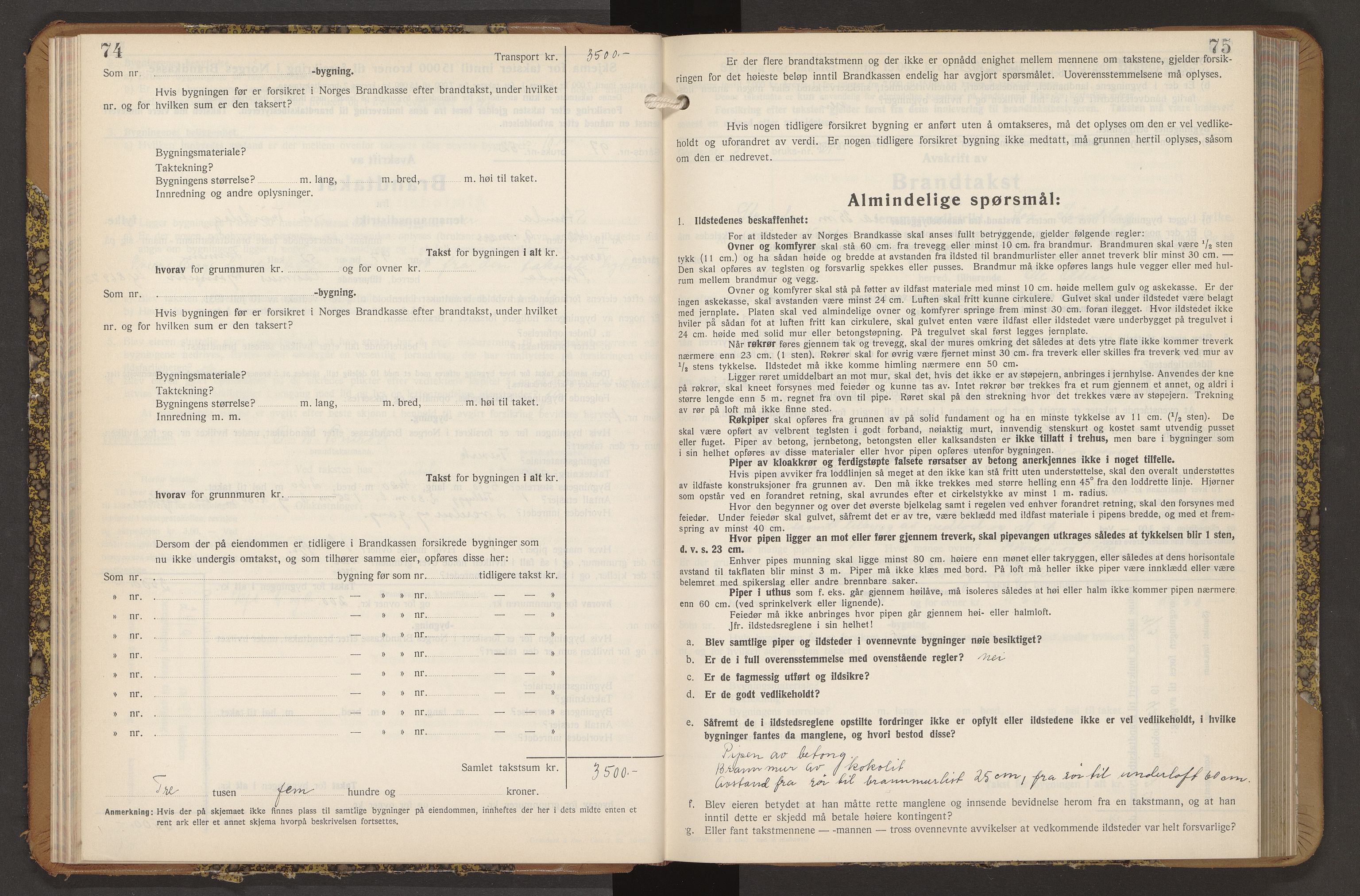 Norges Brannkasse Strinda, AV/SAT-A-5516/Fb/L0009: Branntakstprotokoll, 1940-1946, p. 74-75