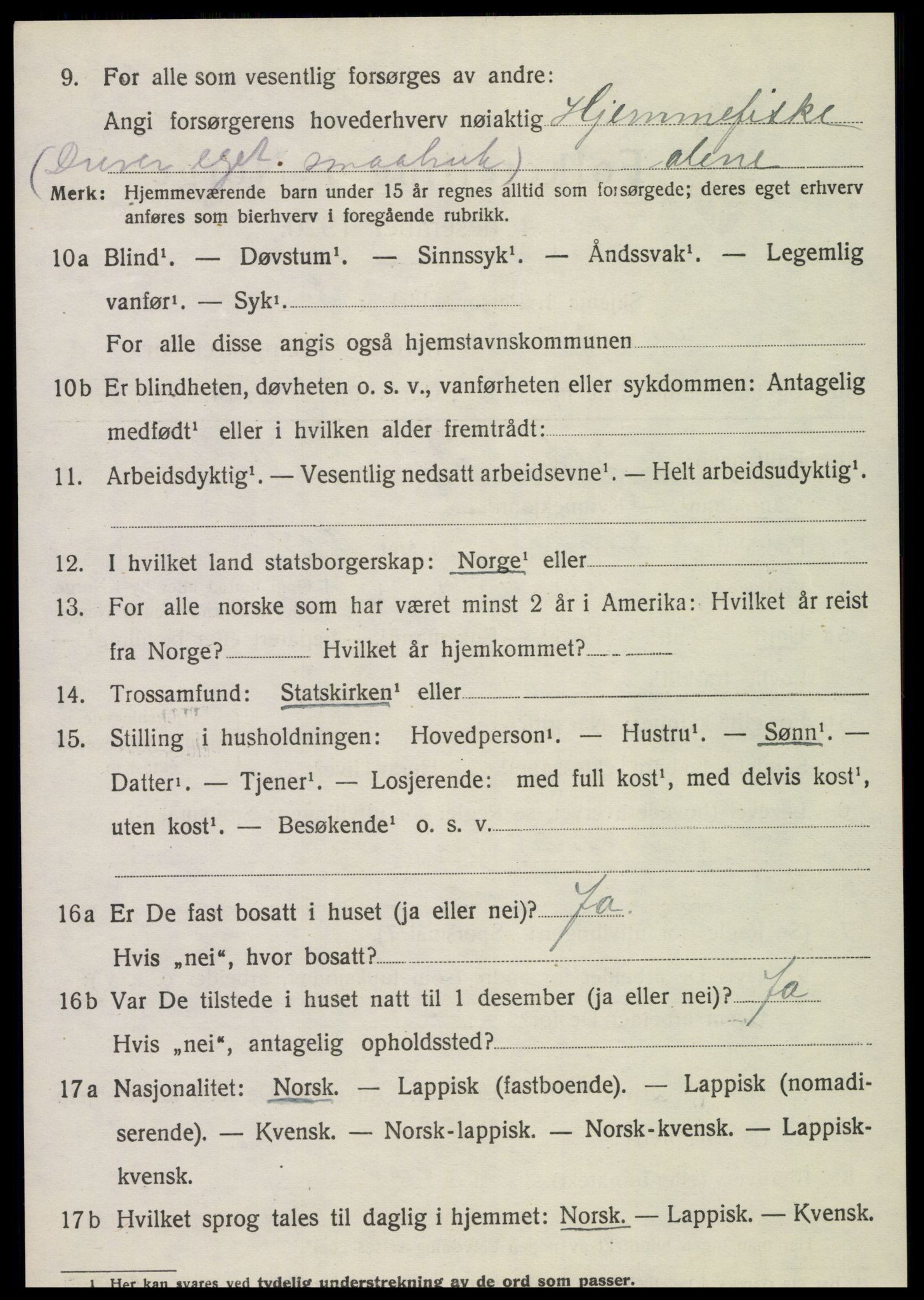 SAT, 1920 census for Sparbu, 1920, p. 1016